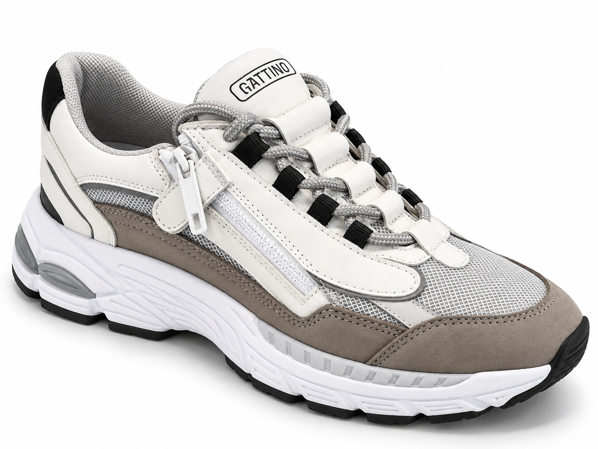 Gattino Kinderen Sneaker Grijs — Chunky Zool | Mesh & Leer