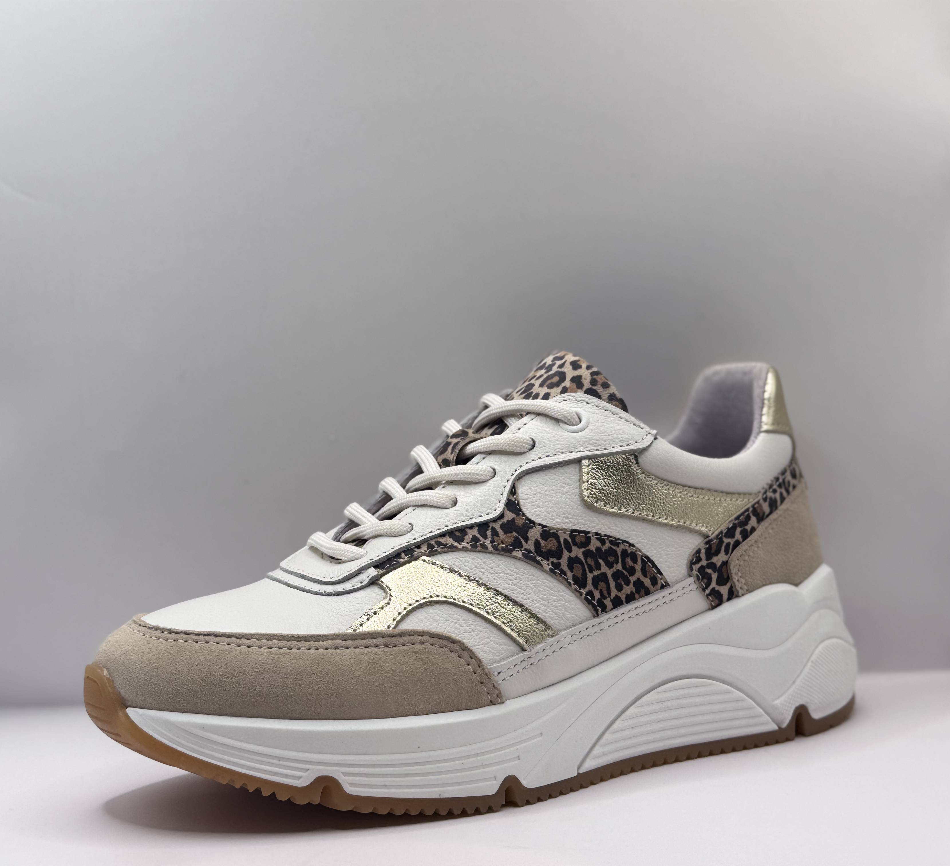 Bridge Dames Sneaker Wit — Chunky Platform | Luipaardprint & Goud