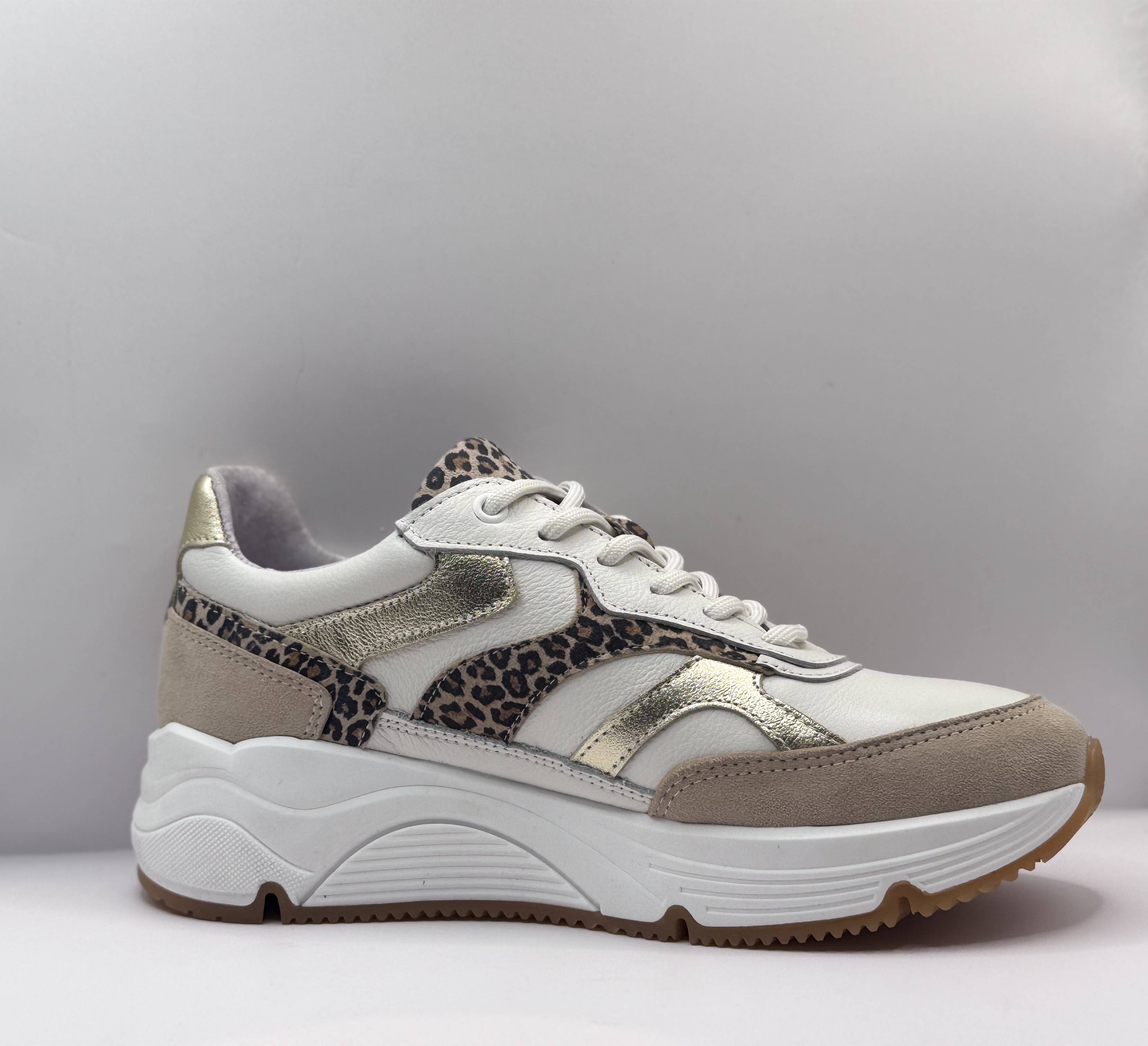 Bridge Dames Sneaker Wit — Chunky Platform | Luipaardprint & Goud