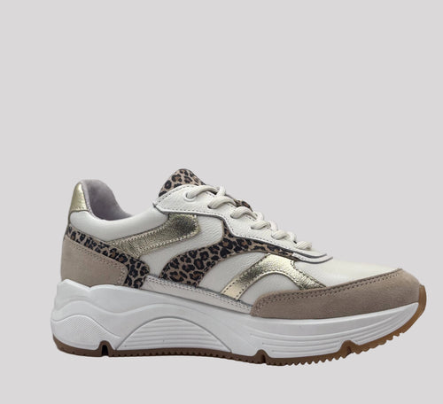 Bridge Dames Sneaker Wit — Chunky Platform | Luipaardprint & Goud