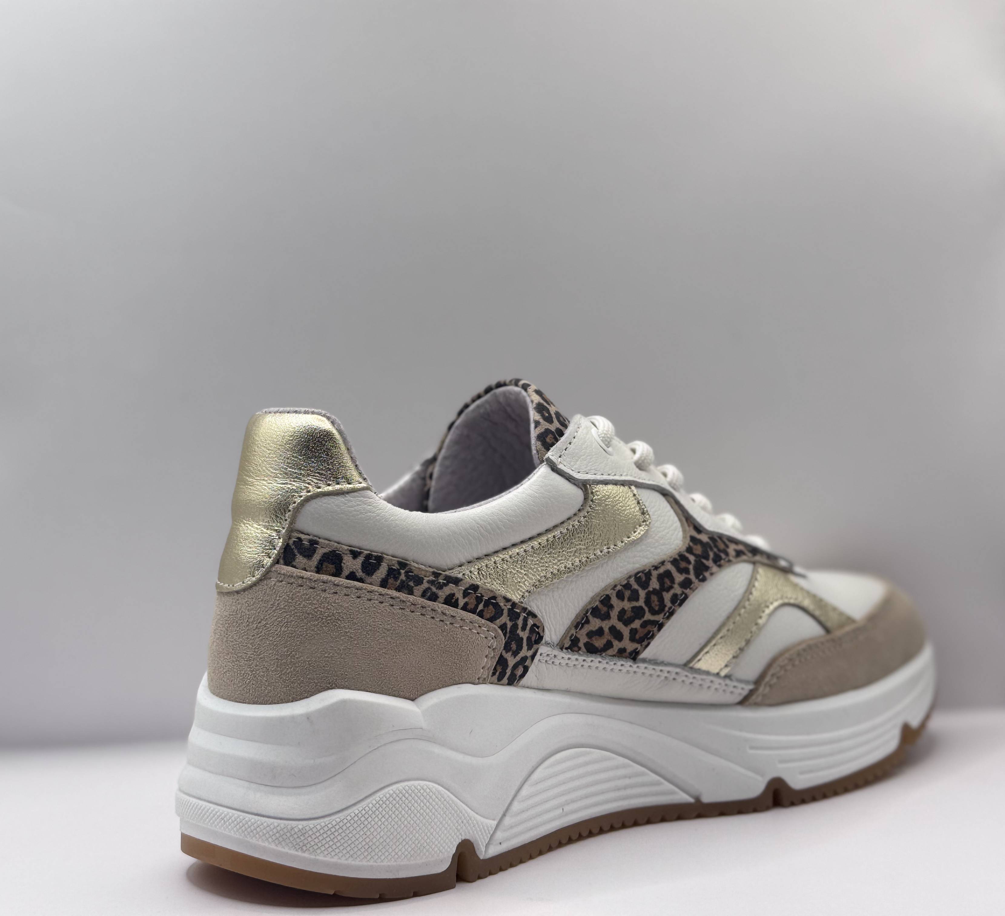 Bridge Dames Sneaker Wit — Chunky Platform | Luipaardprint & Goud