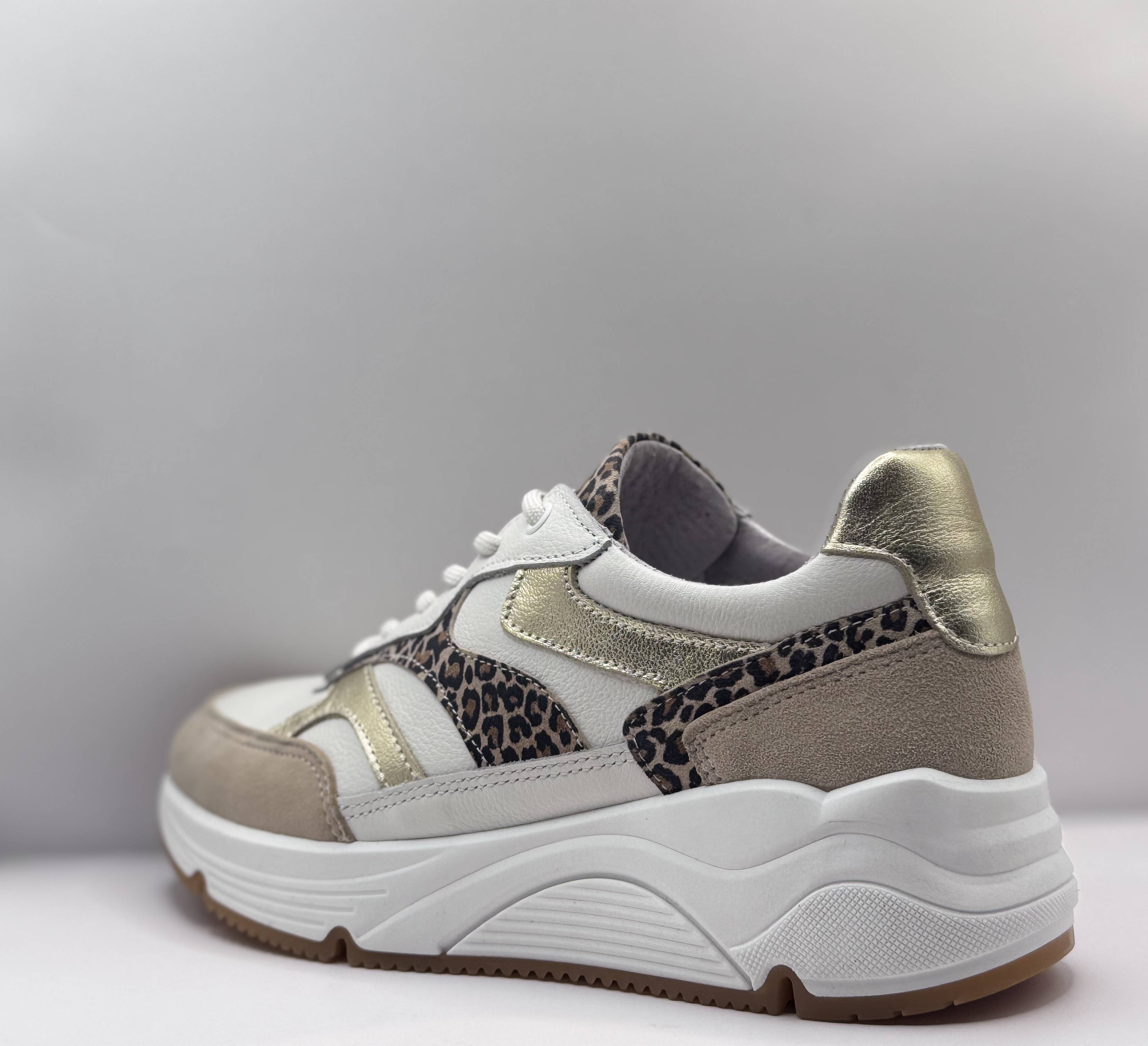 Bridge Dames Sneaker Wit — Chunky Platform | Luipaardprint & Goud