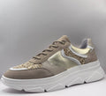 Bridge Dames Sneaker Taupe — Platform | Suède & Goud