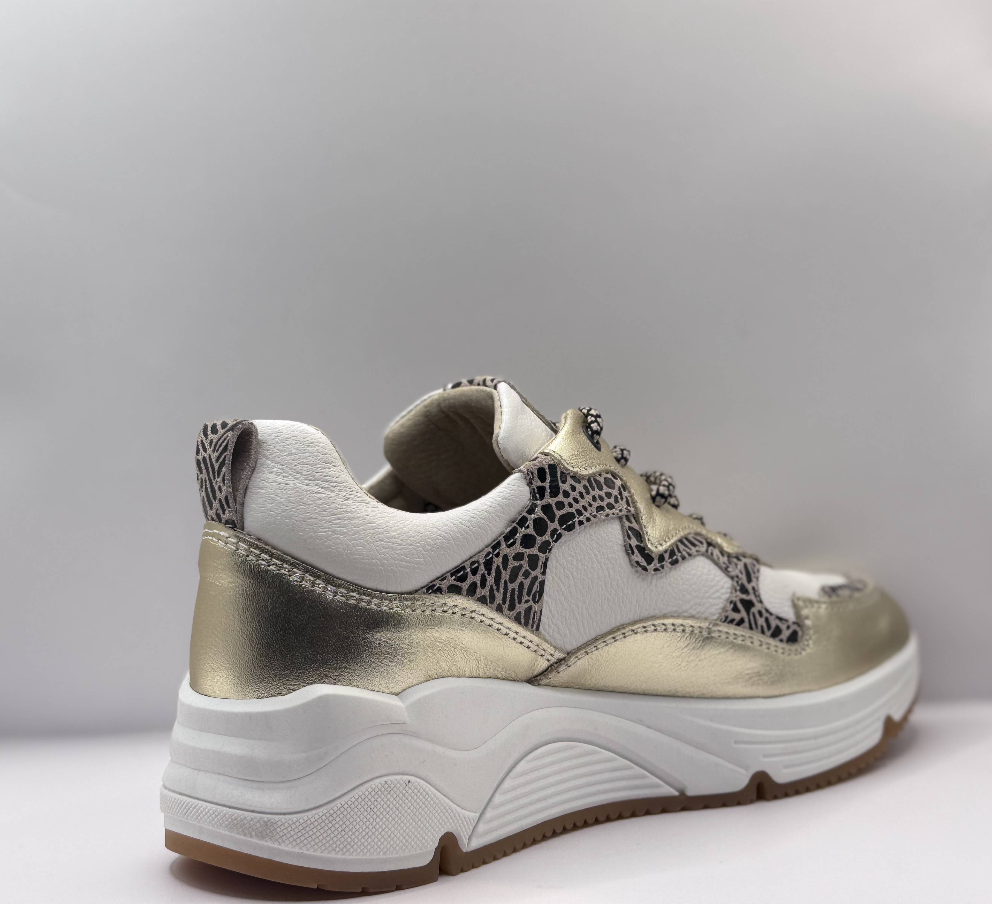 Bridge Dames Sneaker Wit — Platform | Goud & Dierenprint