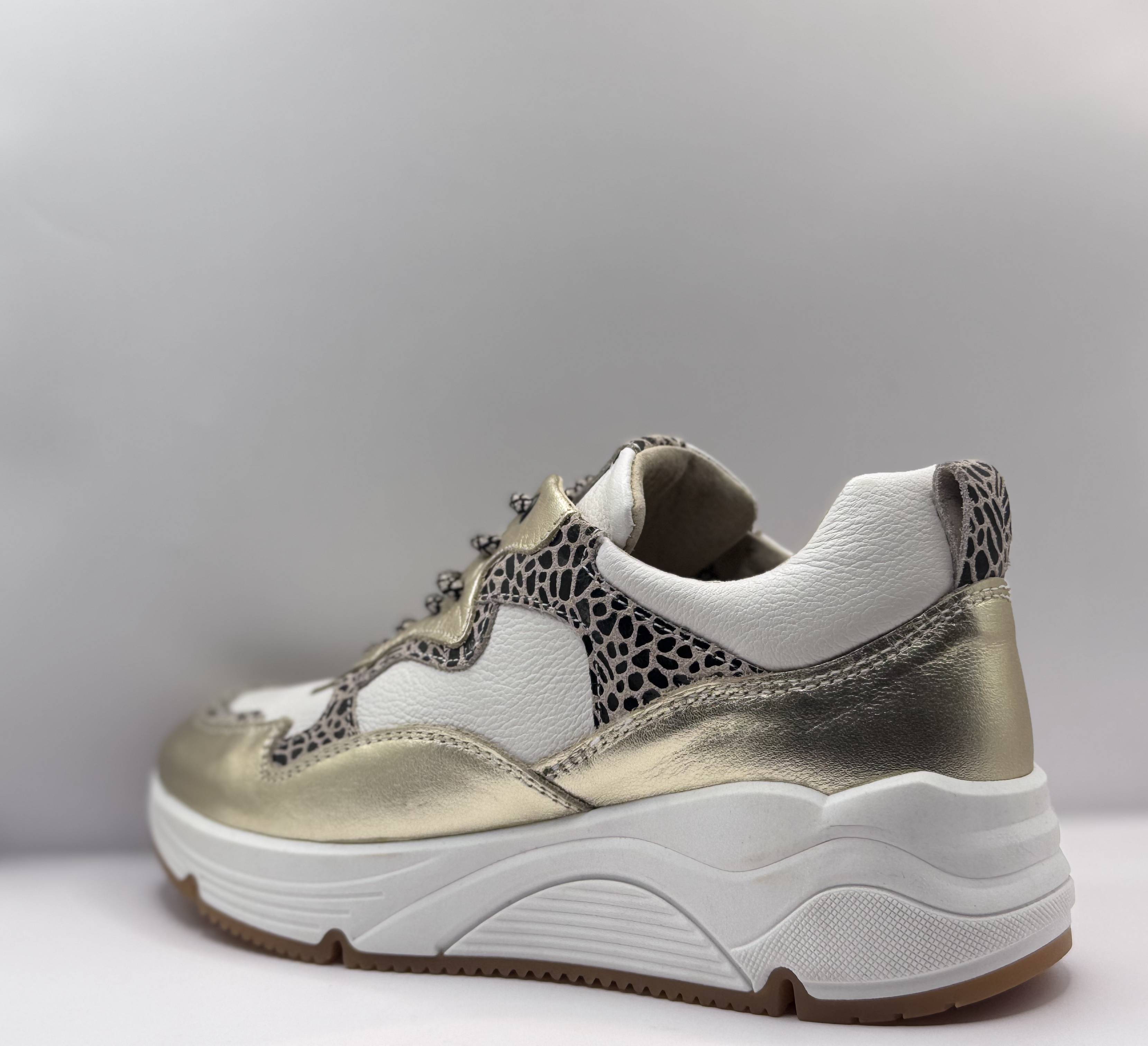 Bridge Dames Sneaker Wit — Platform | Goud & Dierenprint