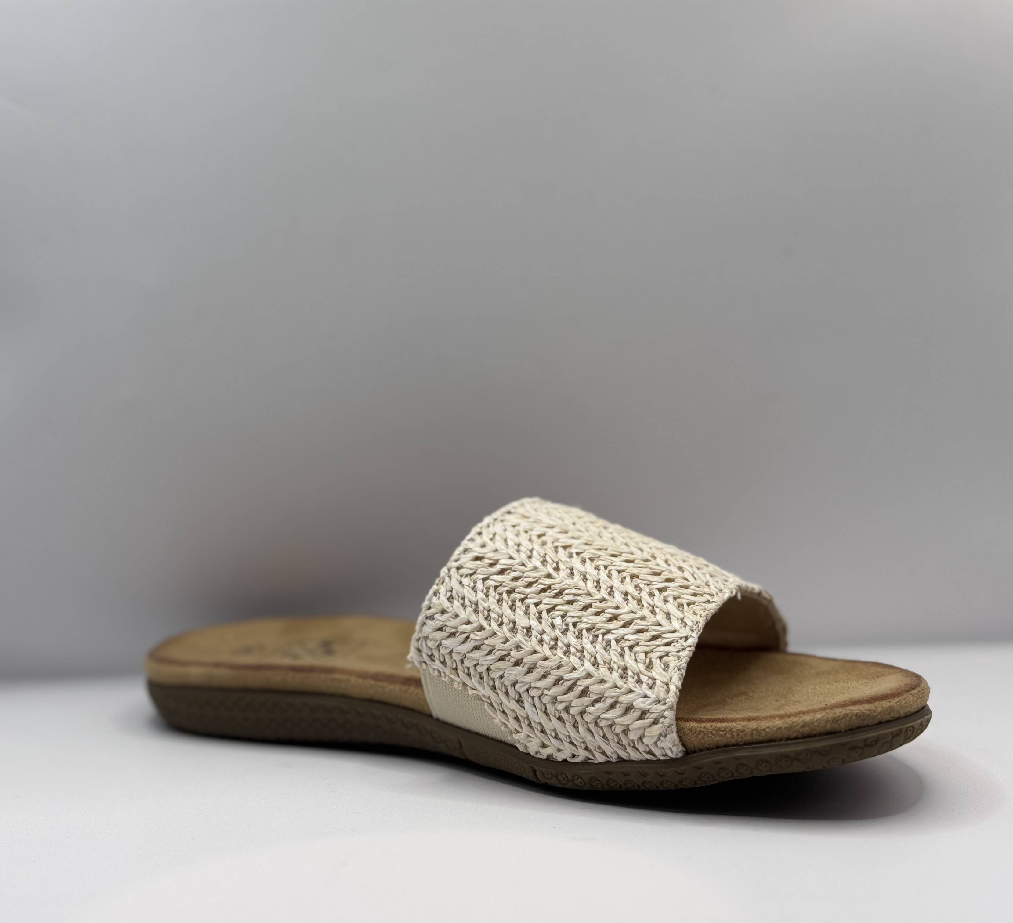 Bridge Dames Slide Sandaal — Gevlochten Crème