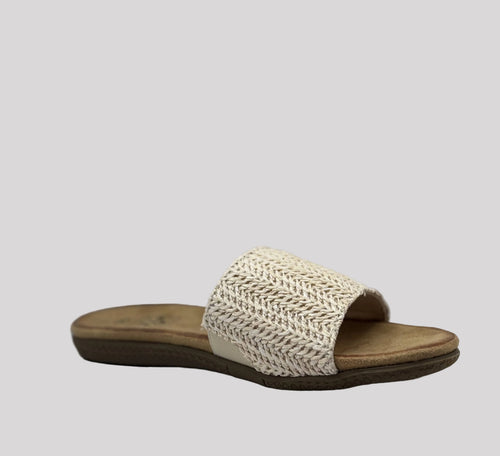 Bridge Dames Slide Sandaal — Gevlochten Crème