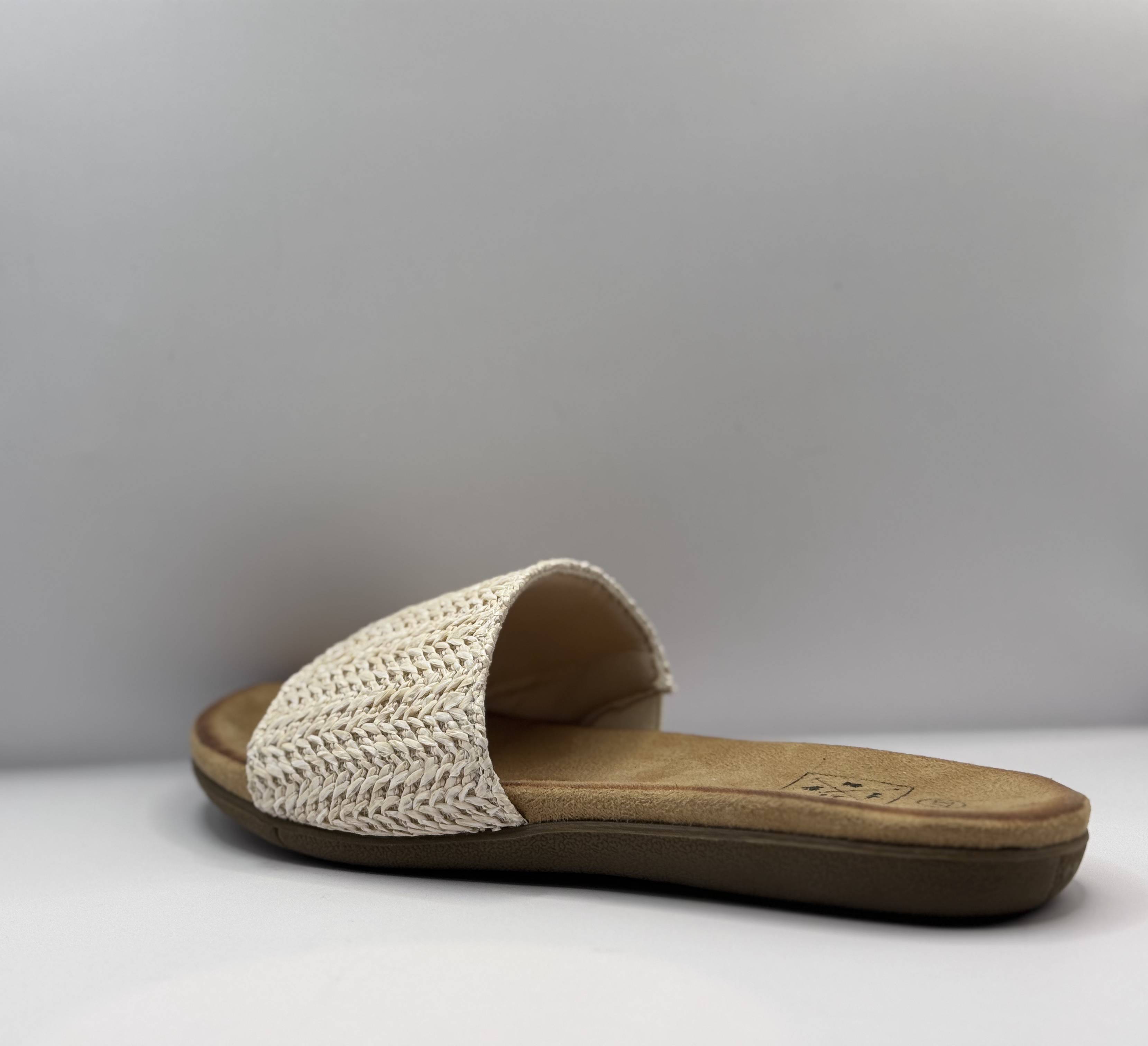 Bridge Dames Slide Sandaal — Gevlochten Crème