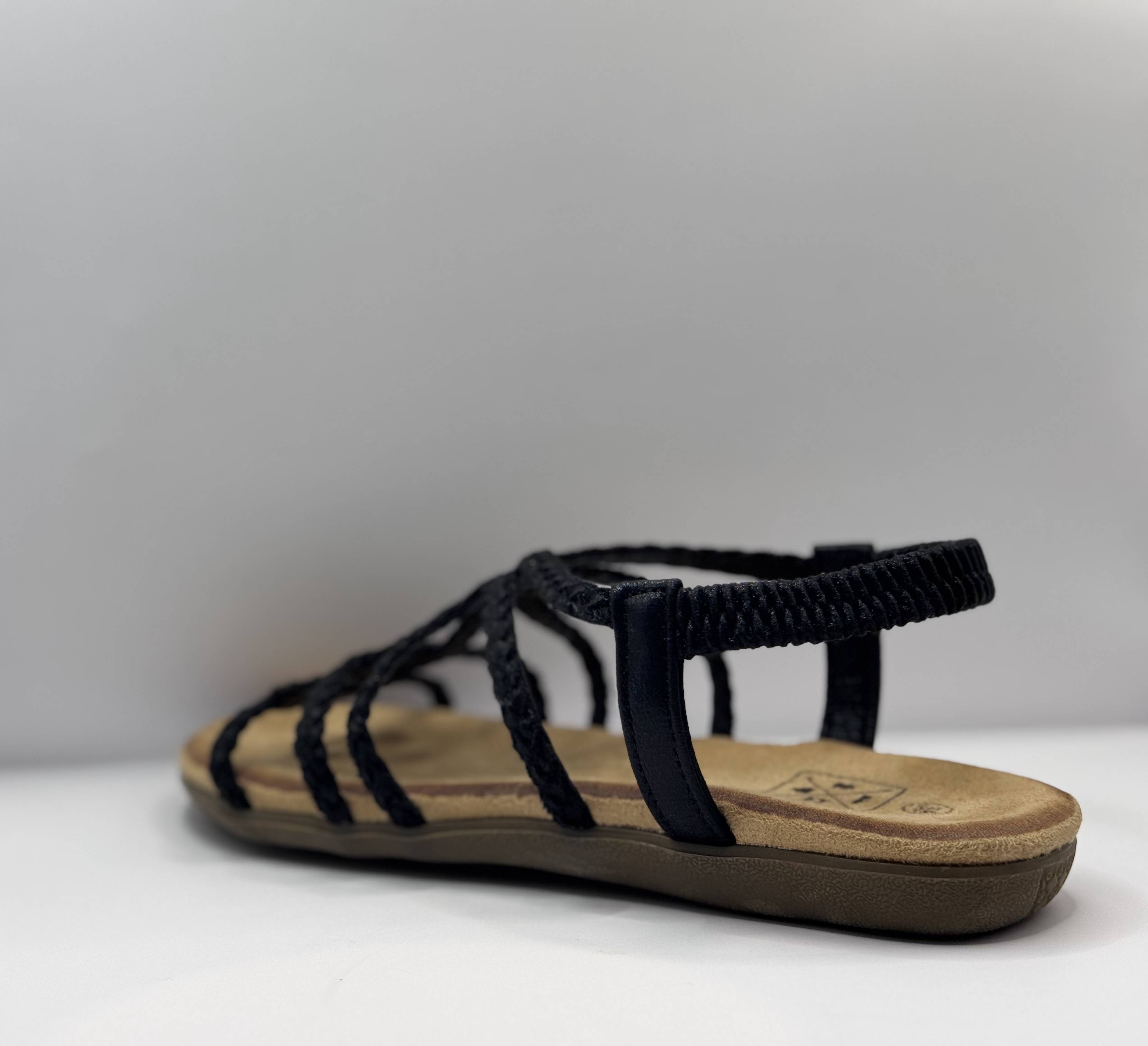 Bridge Dames Sandaal — Gevlochten Zwart