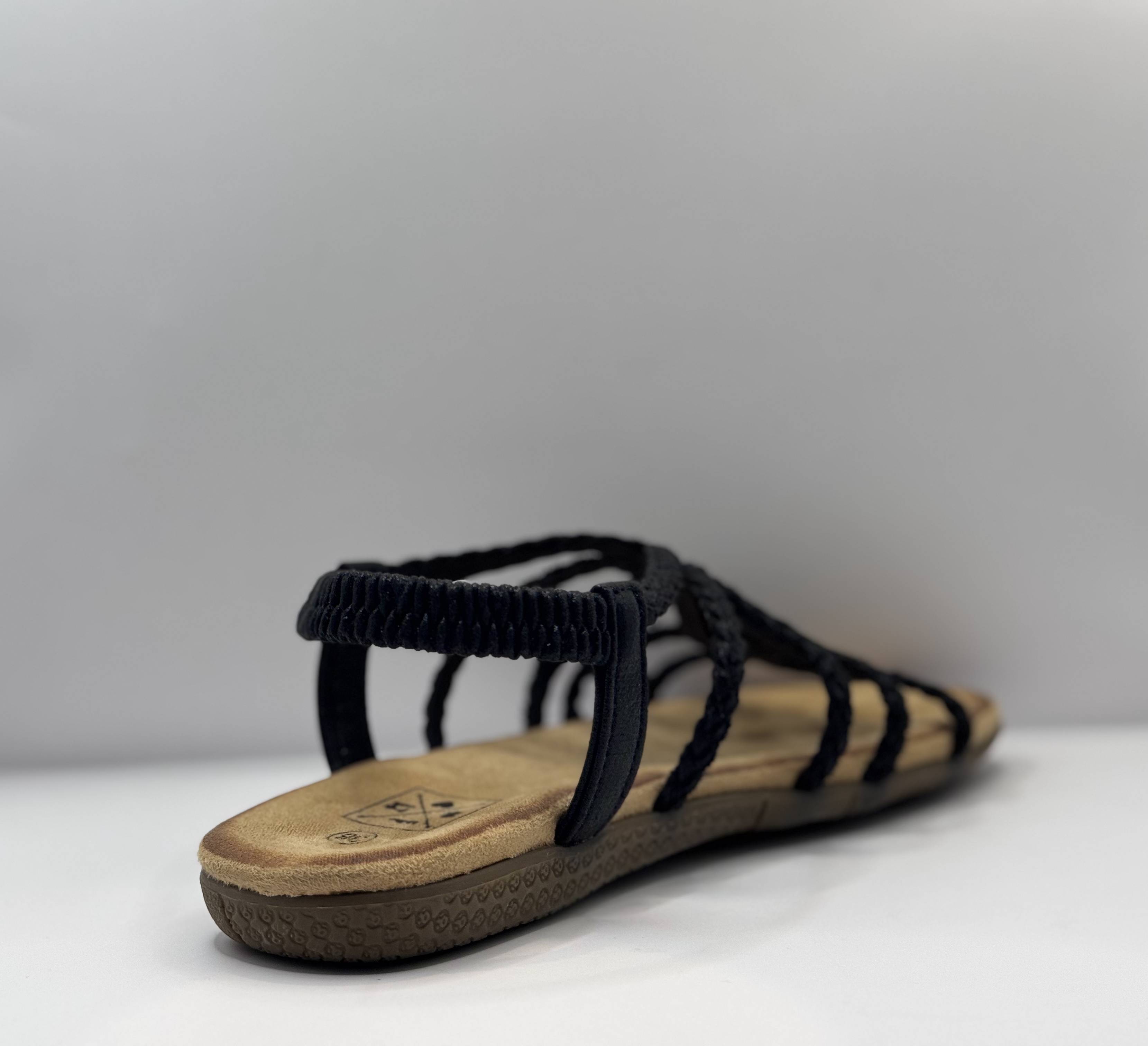 Bridge Dames Sandaal — Gevlochten Zwart