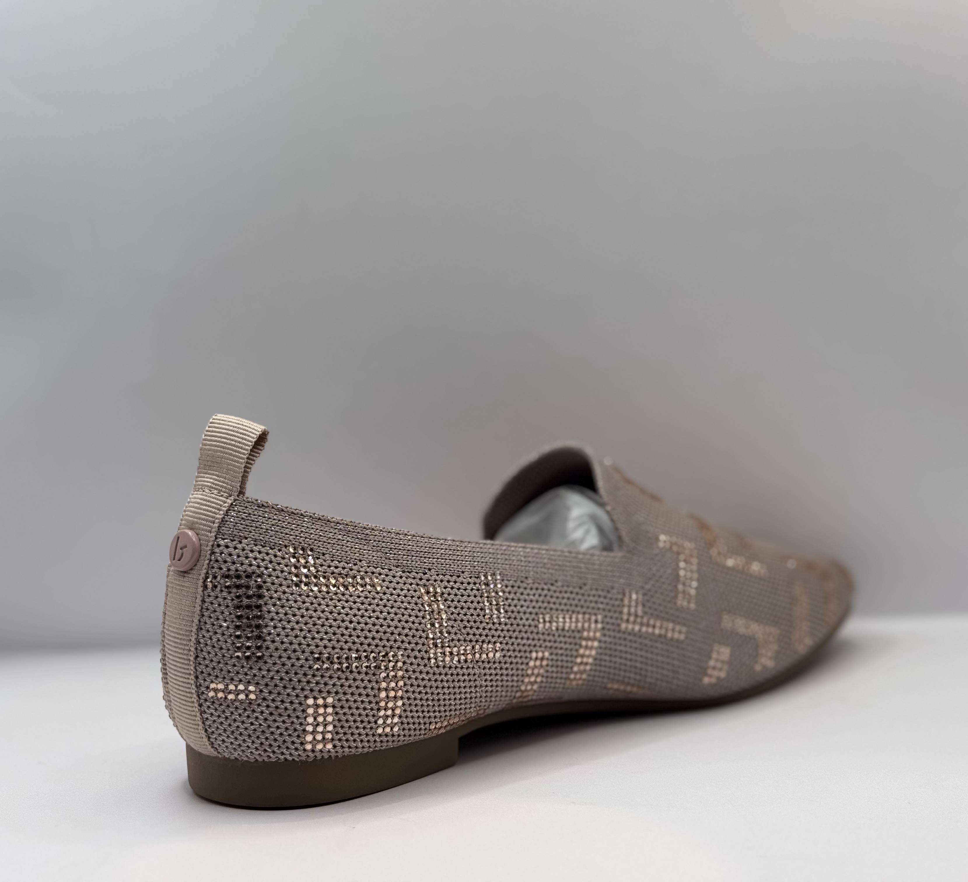La Strada Dames Loafer — Taupe Glitter Strass