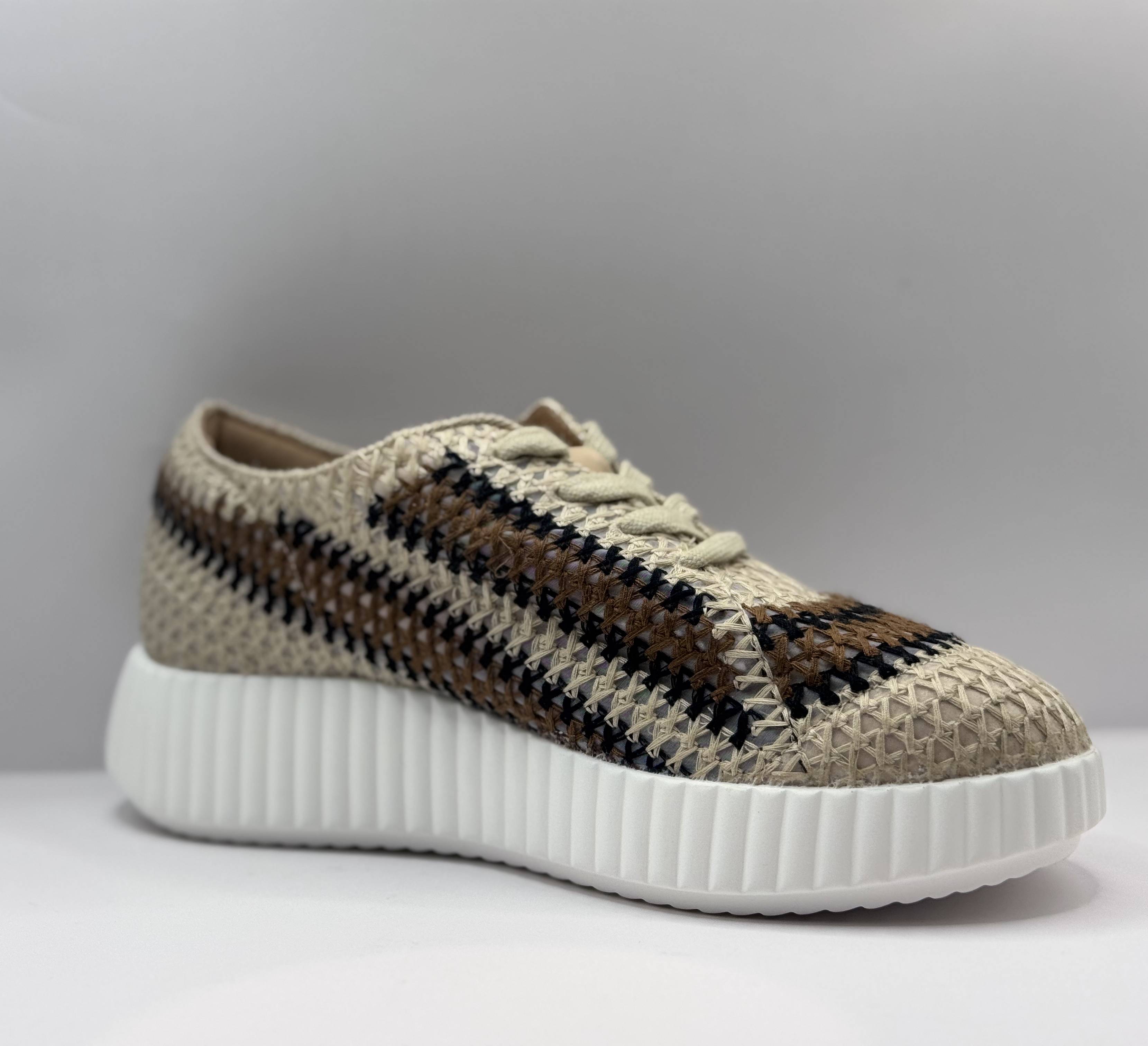 La Strada Dames Sneaker Naturel — Platform | Gevlochten