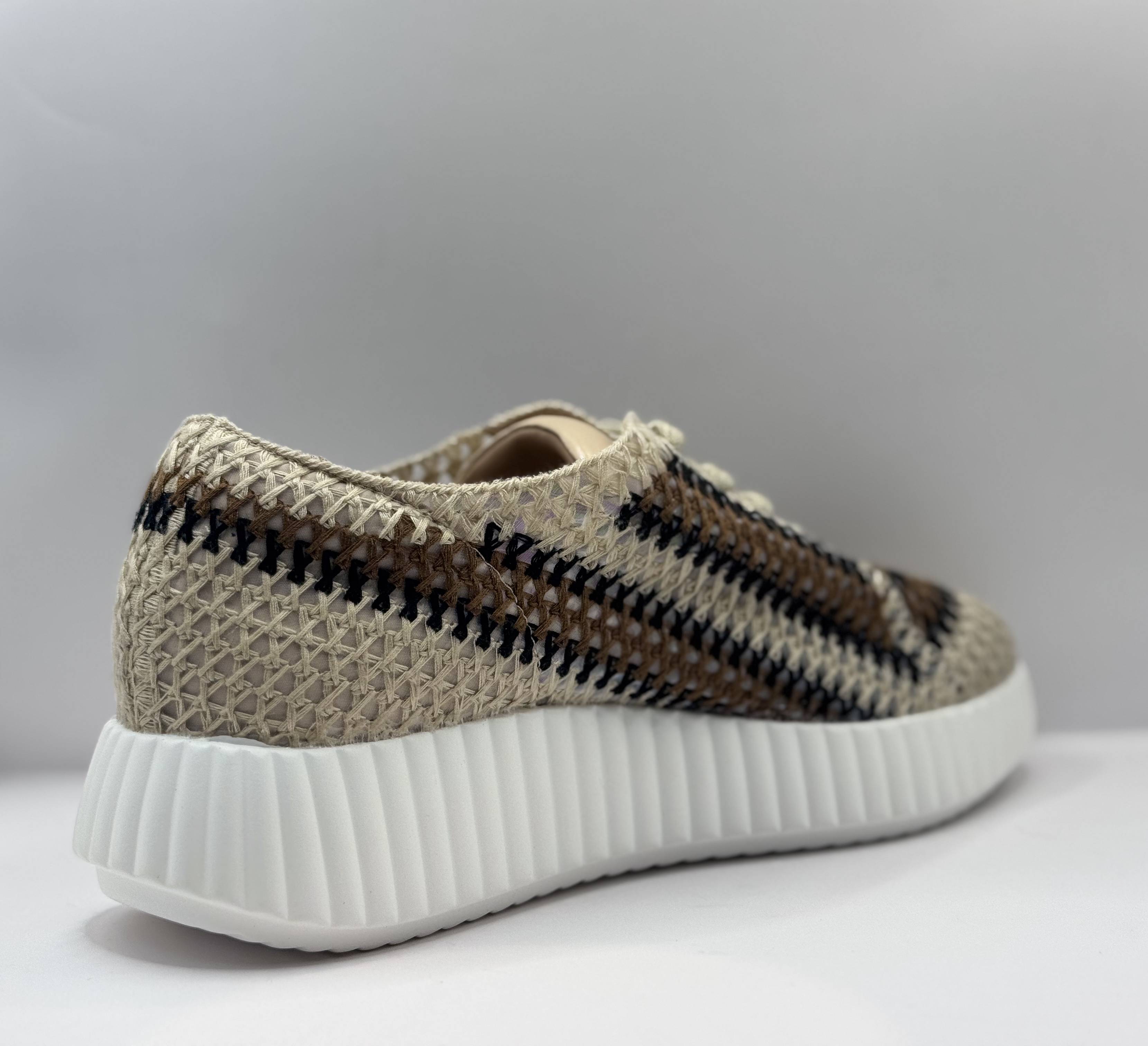 La Strada Dames Sneaker Naturel — Platform | Gevlochten