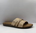 Bridge Dames Slide Sandaal — Raffia Goud & Horsebit