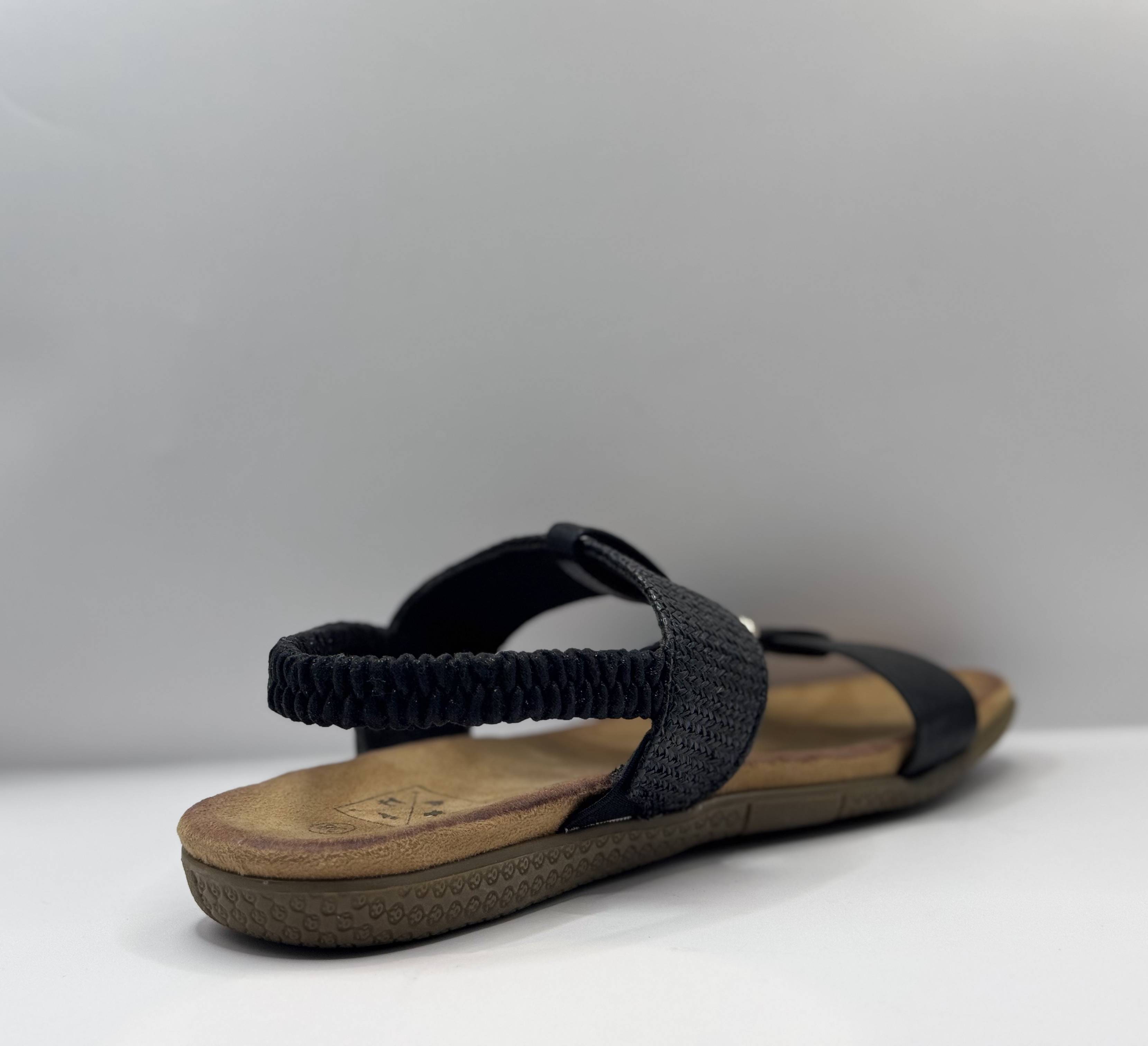 Bridge Dames Sandaal Zwart — Slingback | Gevlochten & Goud