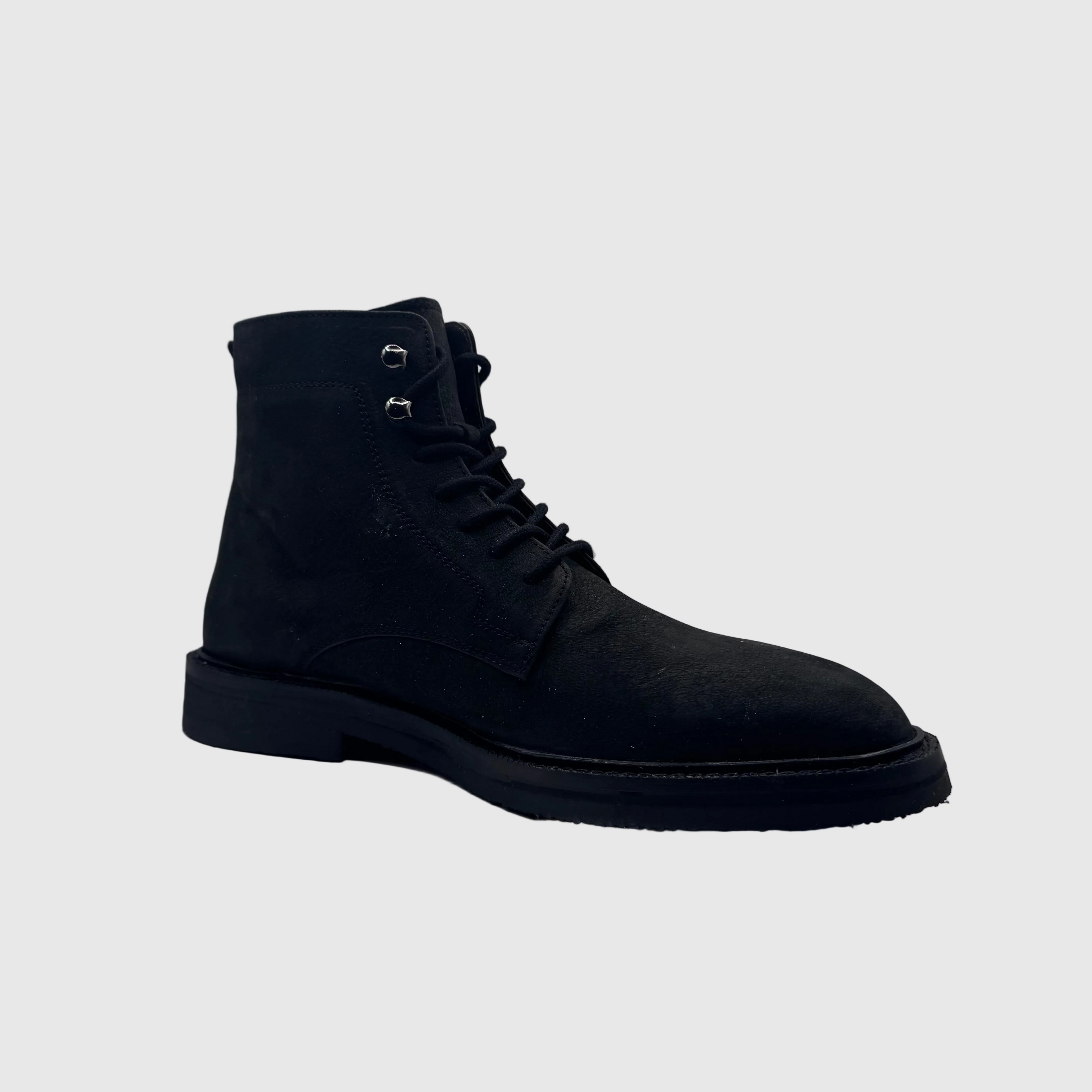 Concept Heren Veterboot Zwart — Strak Silhouet | Nubuck