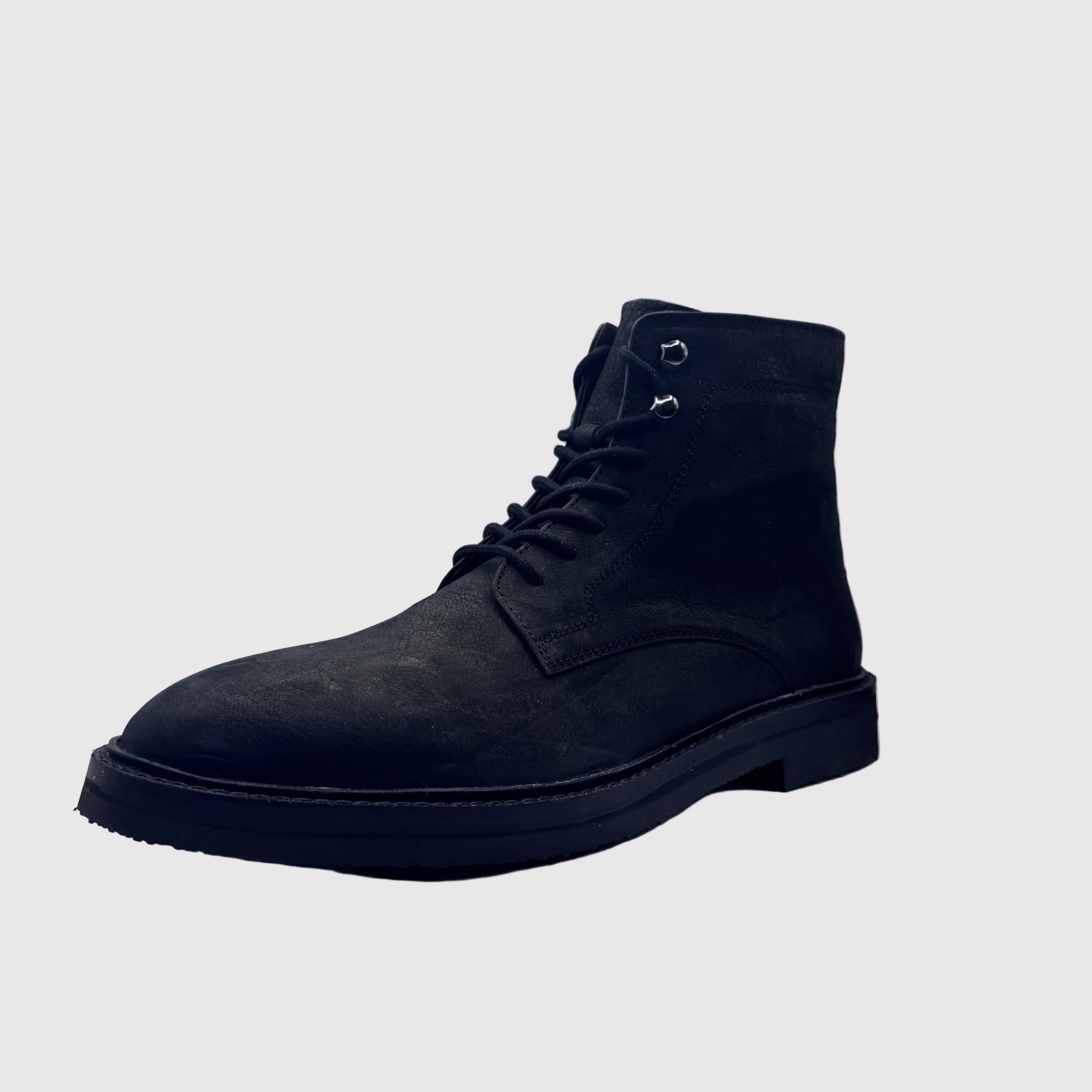 Concept Heren Veterboot Zwart — Strak Silhouet | Nubuck
