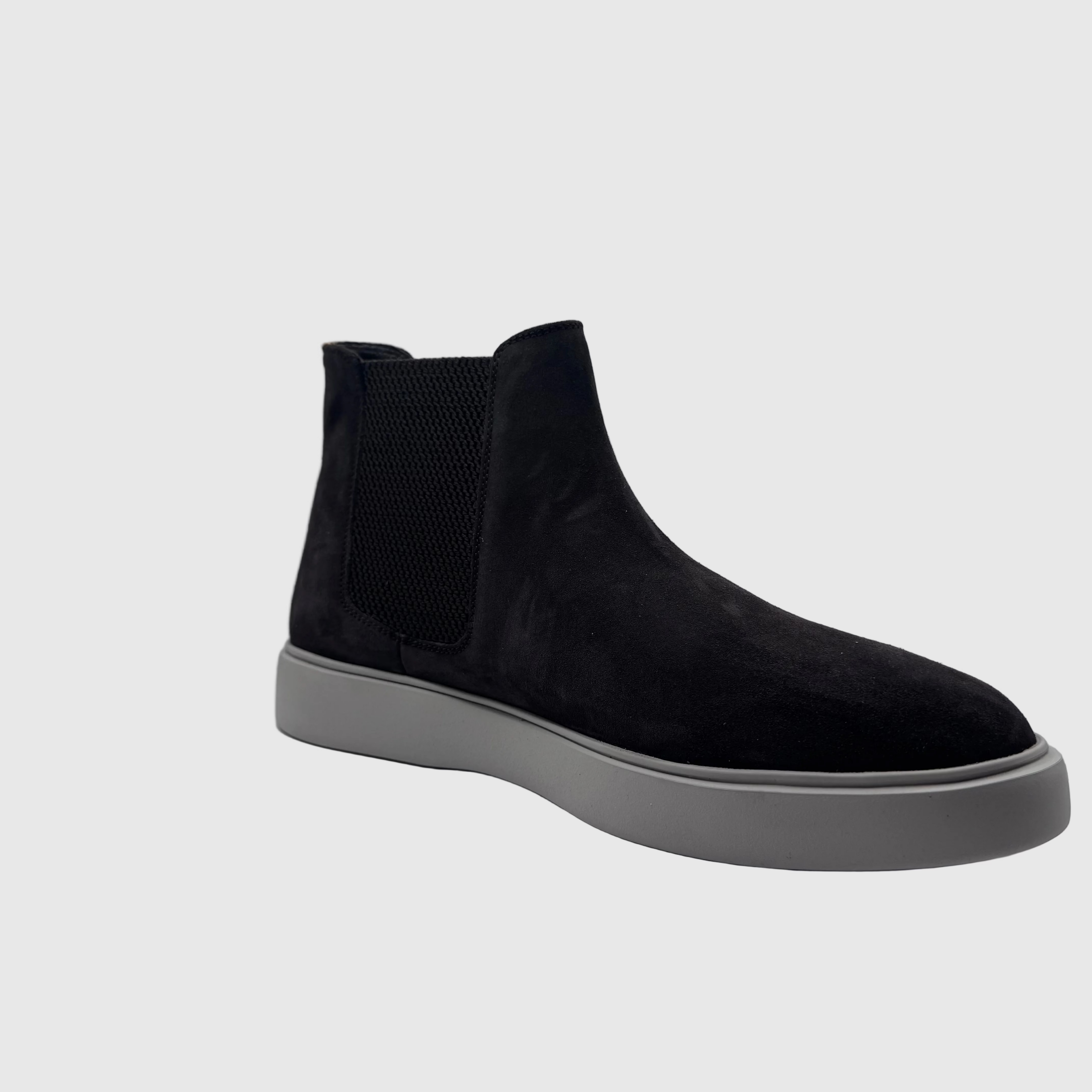 Concept Heren Chelsea Sneaker Zwart — Grijze Zool | Suède