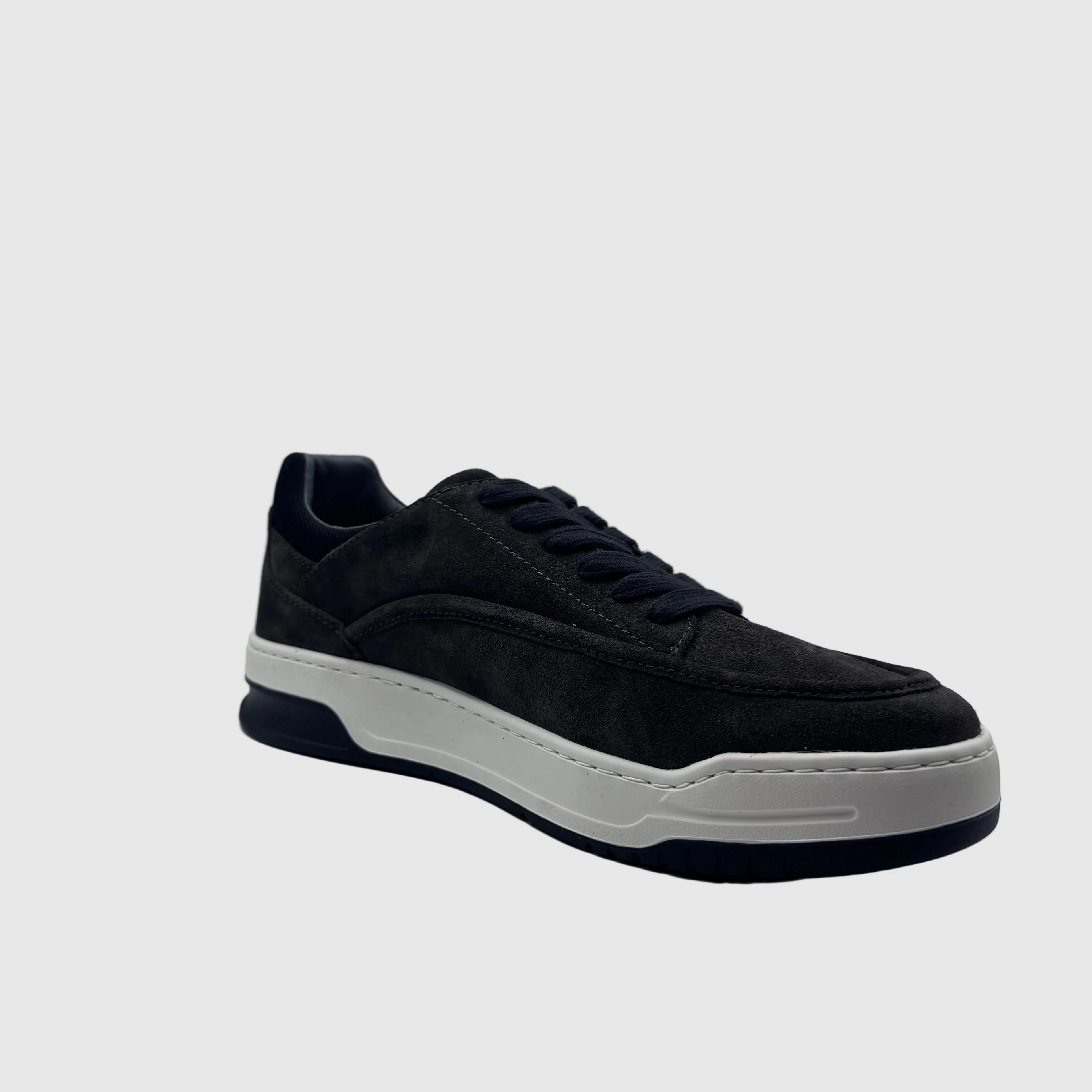 Concept Heren Sneaker Zwart — Witte Chunky Zool | Suède