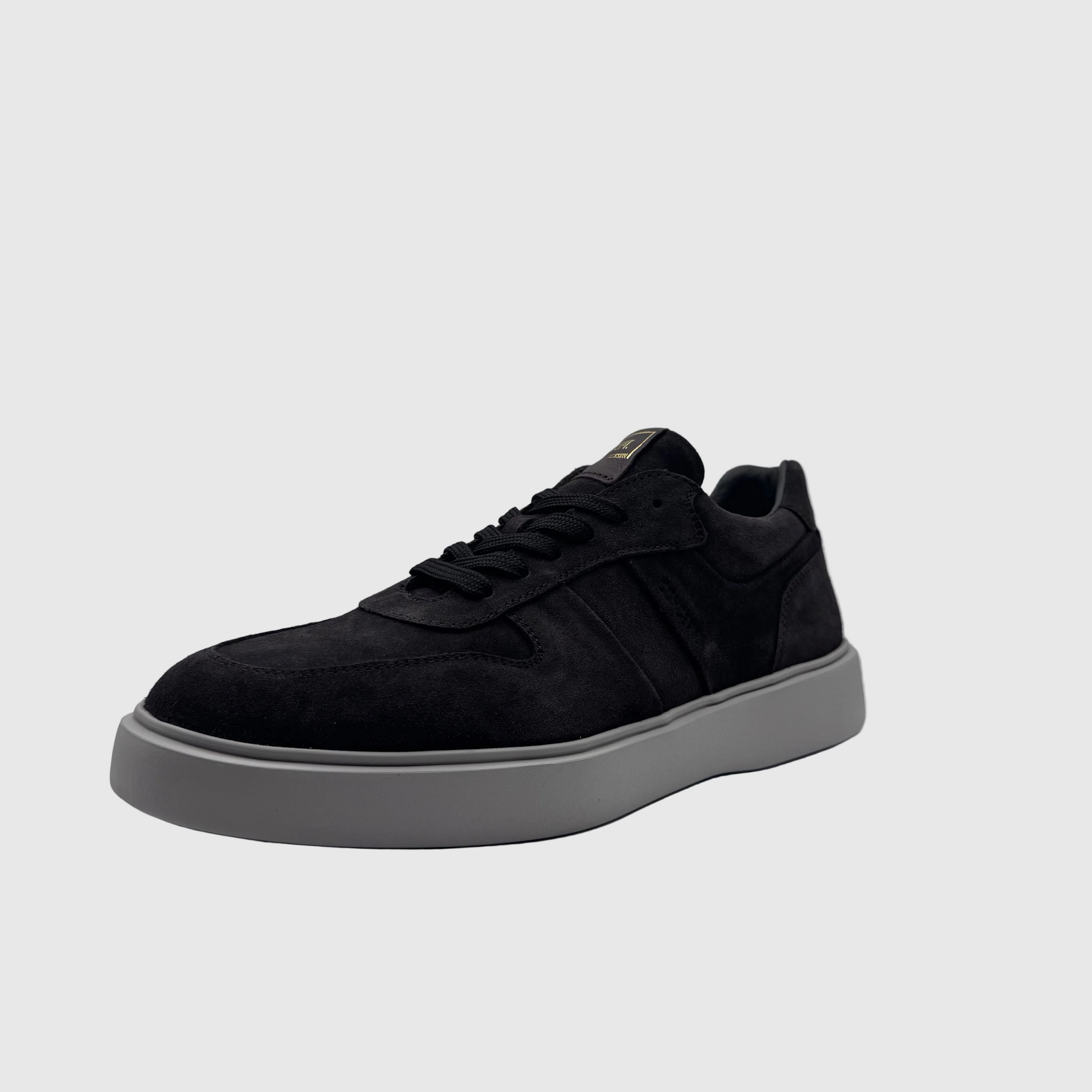 Concept Heren Sneaker Zwart — Gouden Merklabel | Suède