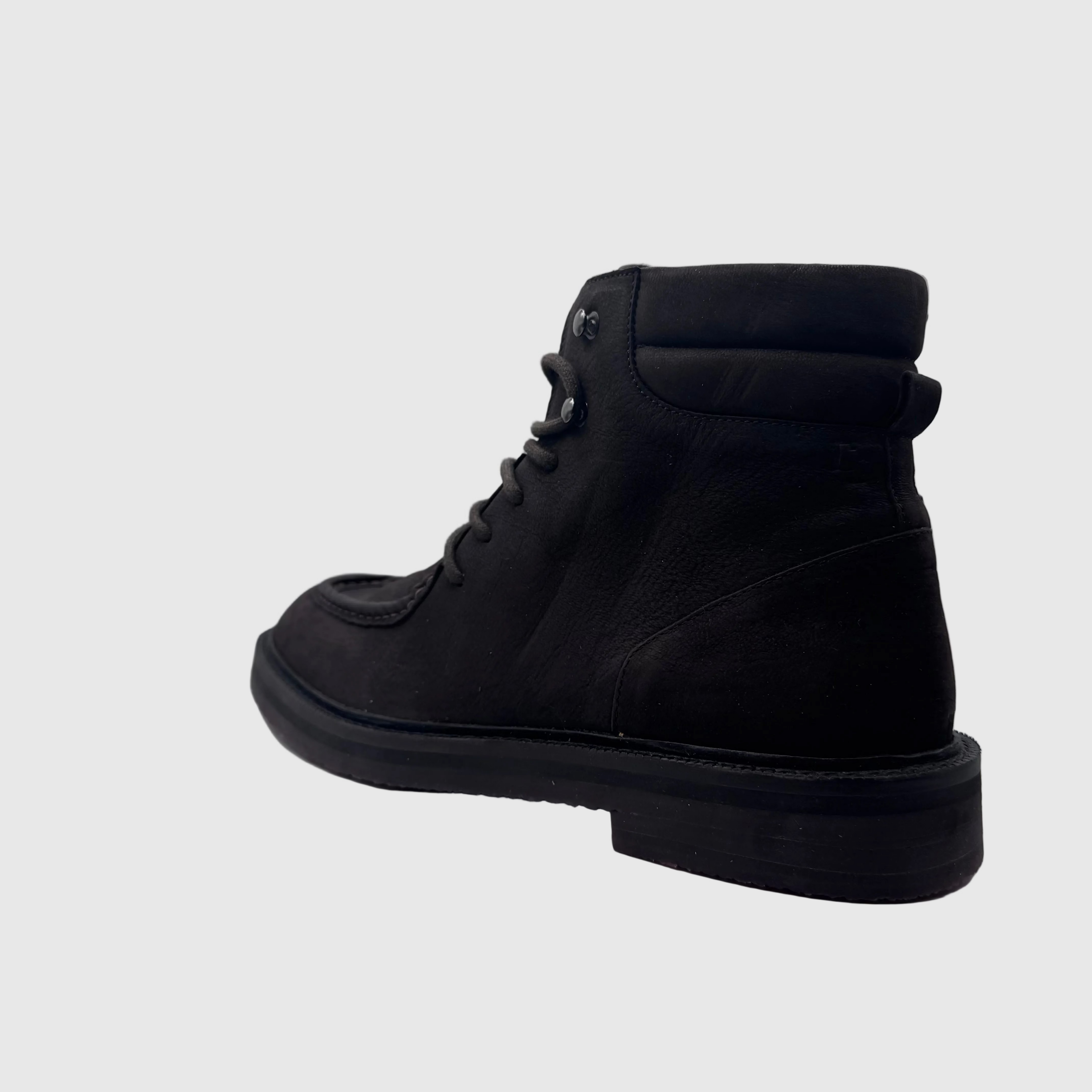 Concept Heren Veterboot Zwart — Contraststiksel | Nubuck