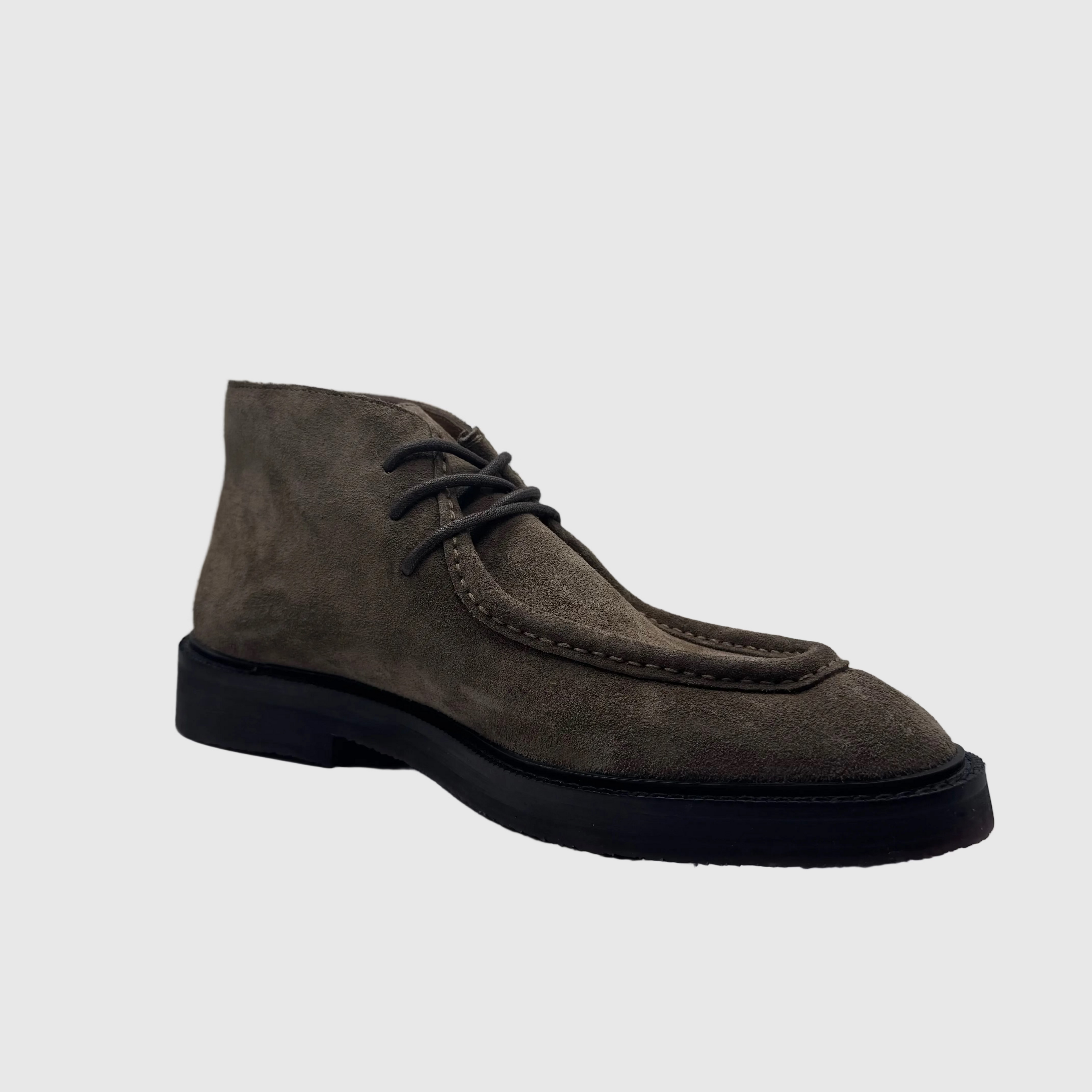 Concept Heren Chukkaboot Grijs — Contraststiksel | Suède