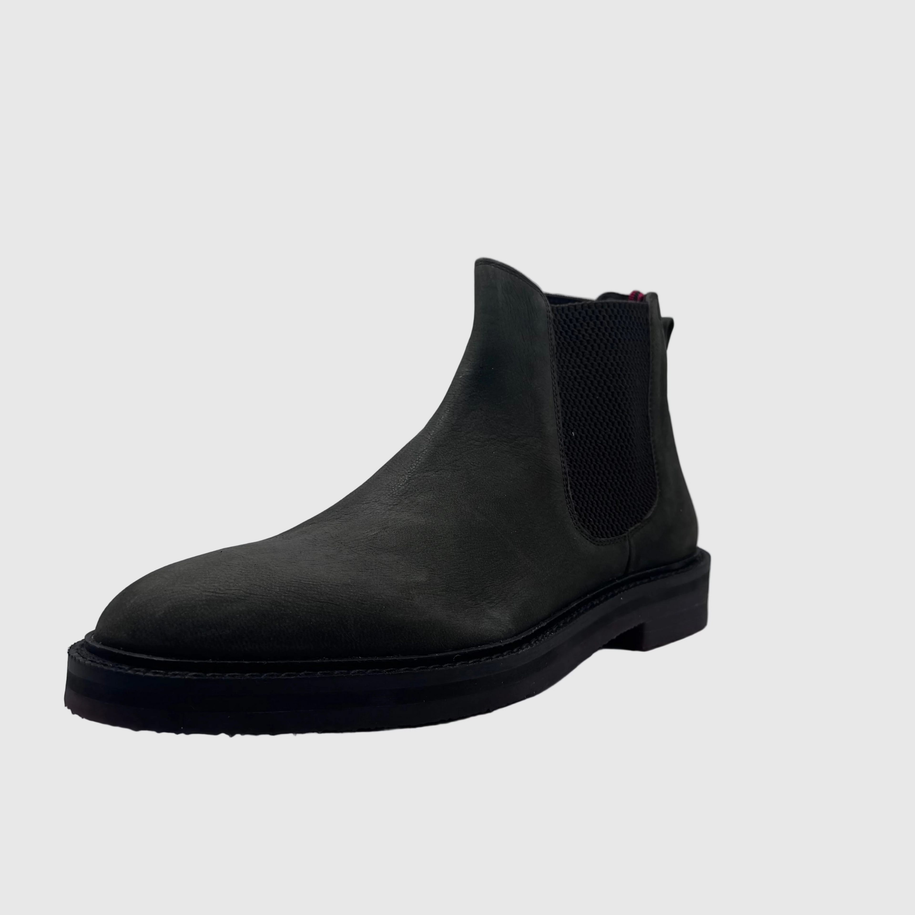 Concept Heren Chelseaboot Zwart — Trekstrip-lus | Nubuck