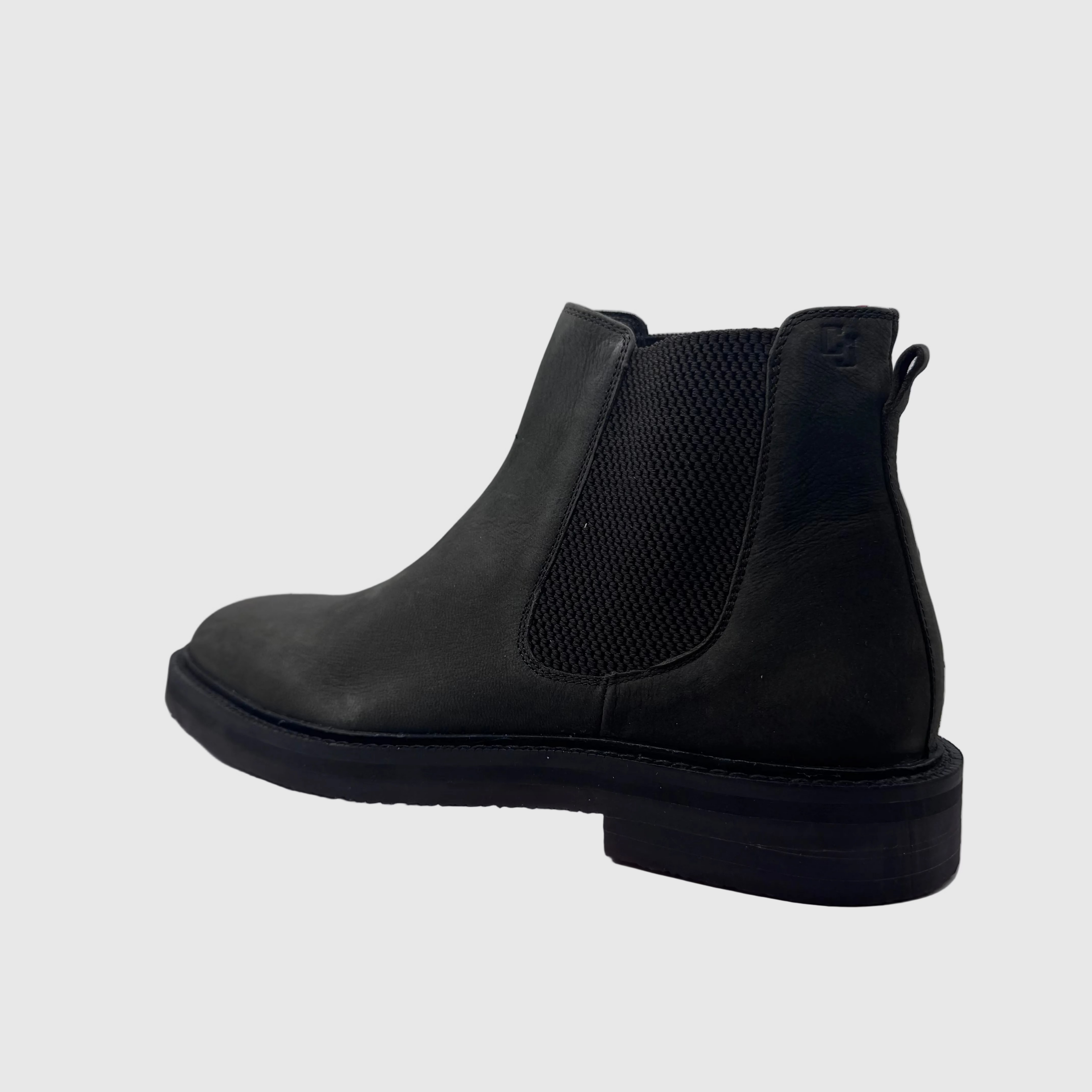Concept Heren Chelseaboot Zwart — Trekstrip-lus | Nubuck