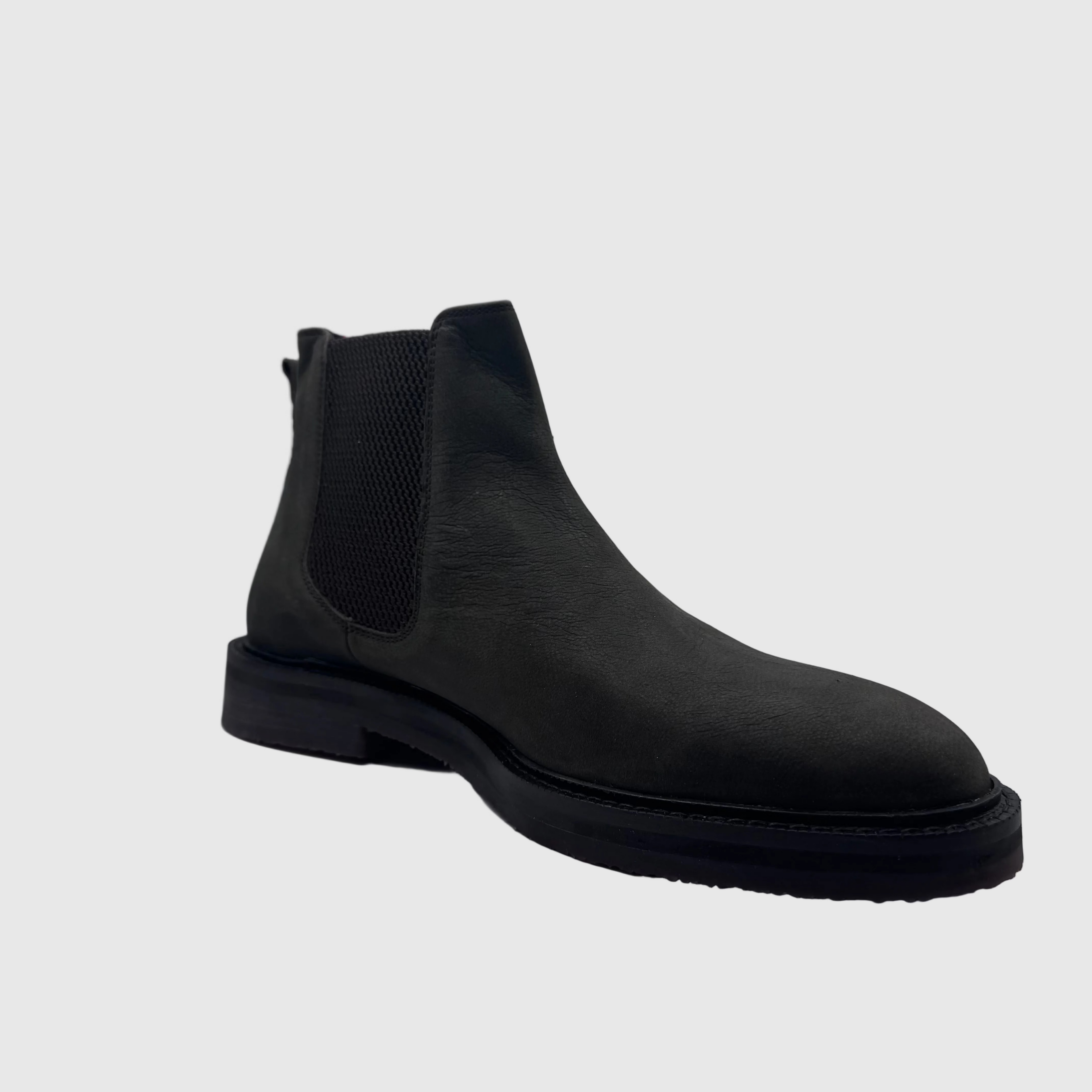 Concept Heren Chelseaboot Zwart — Trekstrip-lus | Nubuck