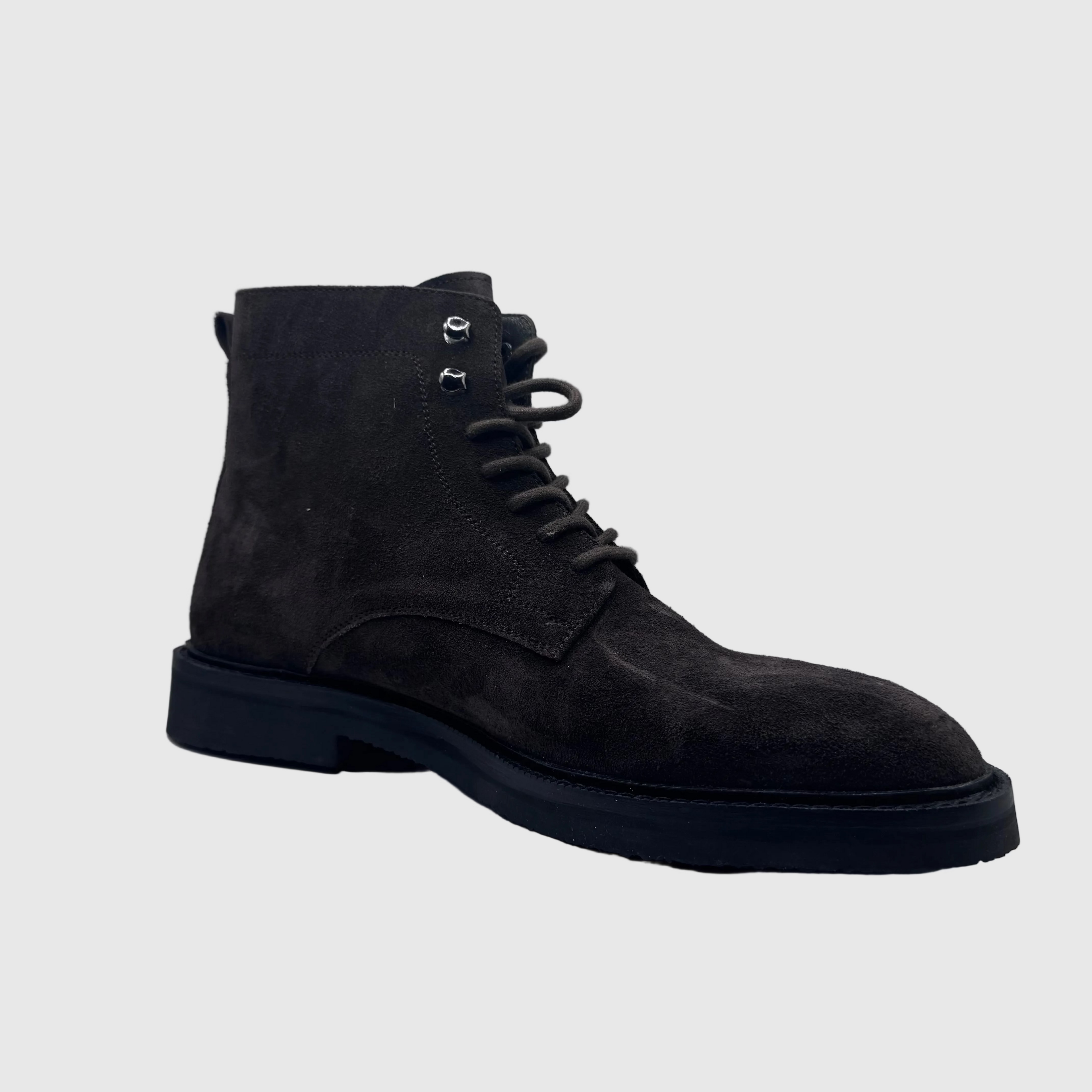 Concept Heren Veterboot Donkerbruin — Gladde Neus | Nubuck