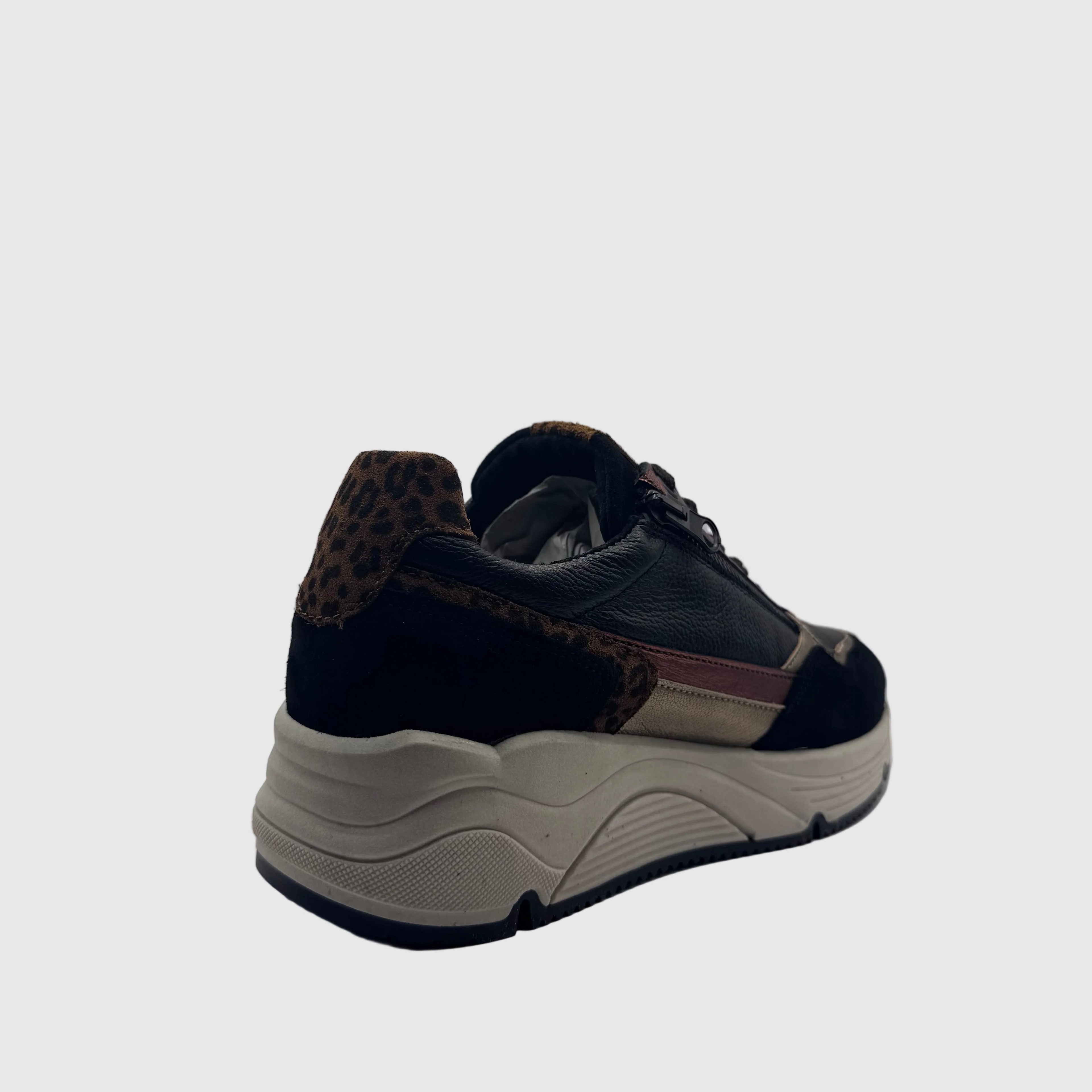 Bridge Dames Sneaker Zwart — Luipaardprint | Leer & Suède