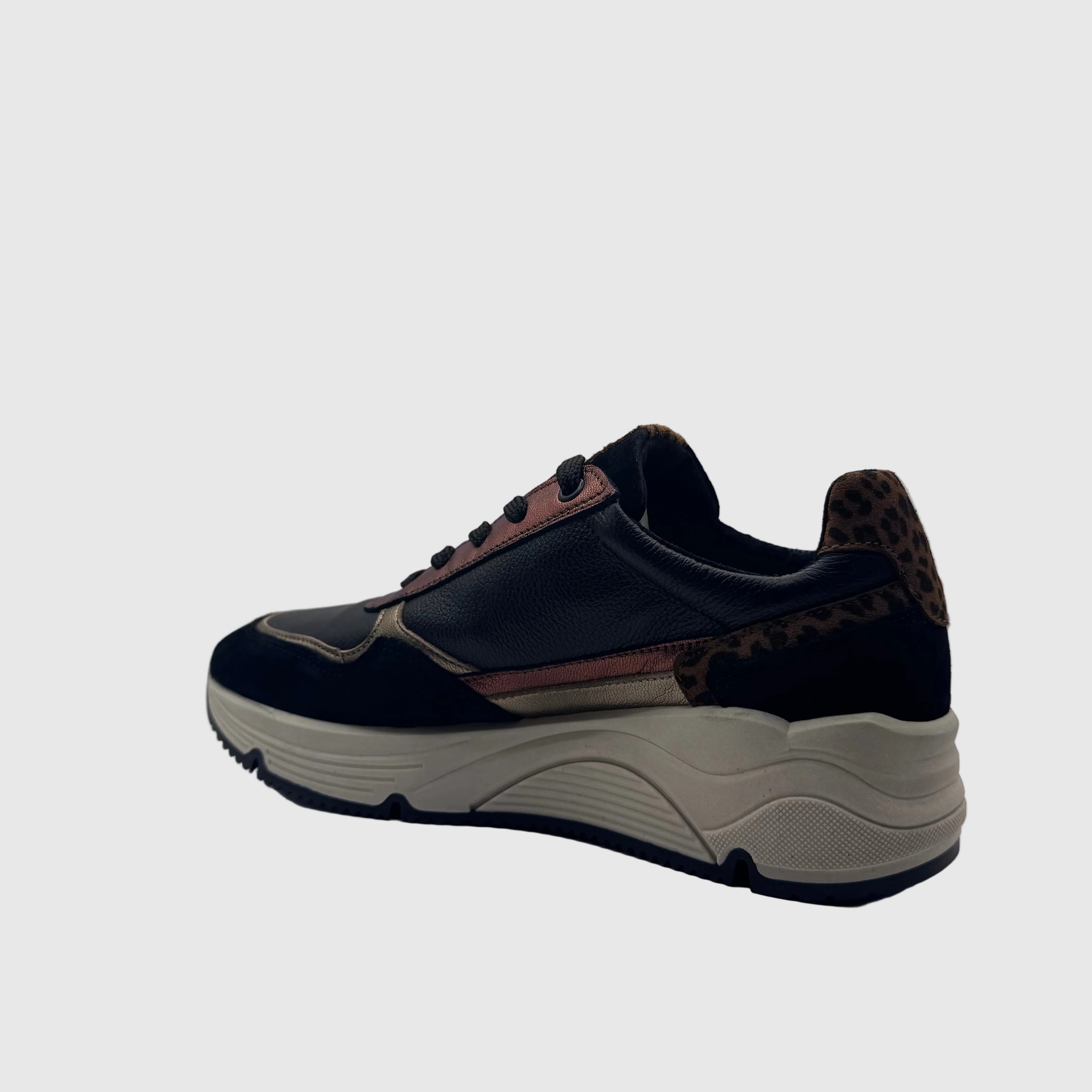 Bridge Dames Sneaker Zwart — Luipaardprint | Leer & Suède