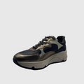 Bridge Dames Sneaker Gunmetal — Colour-block | Leer