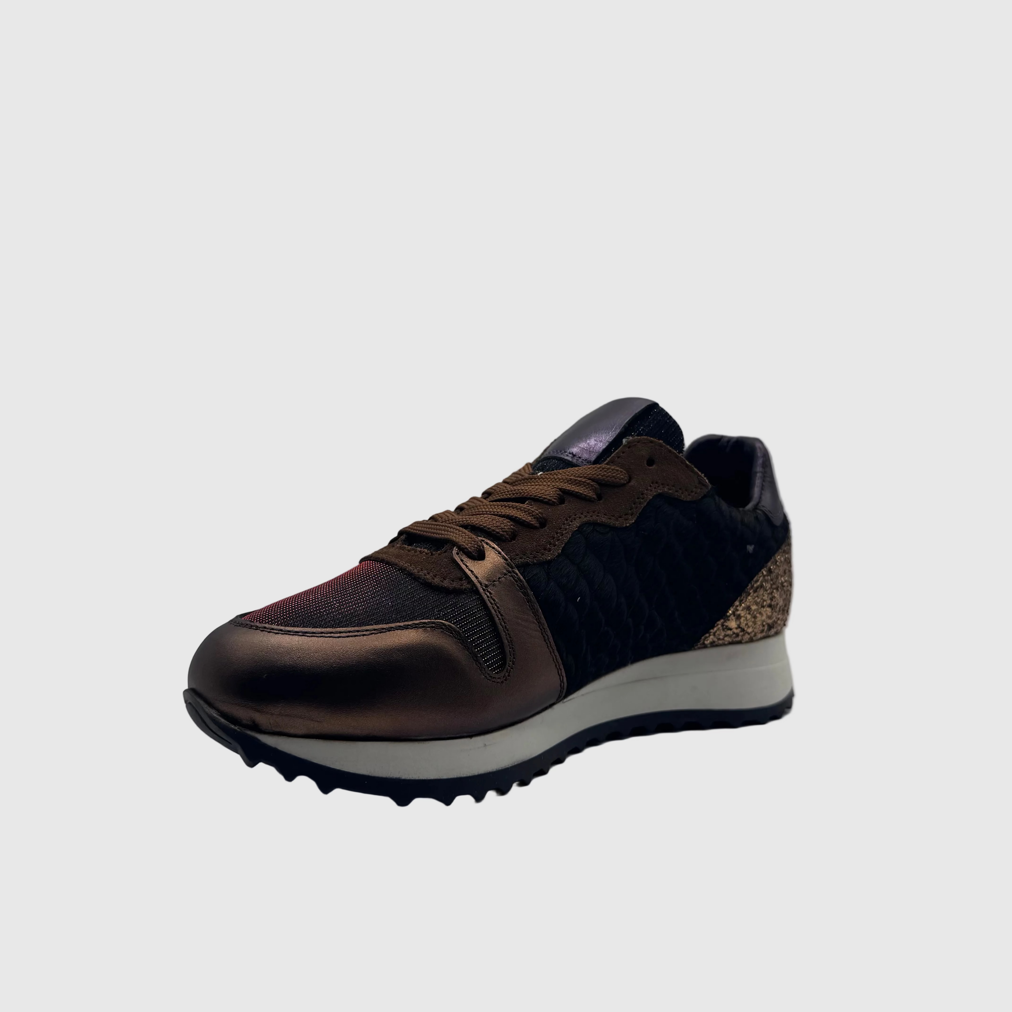 HIP Dames Sneaker Brons — Glitter-hiel | Leer
