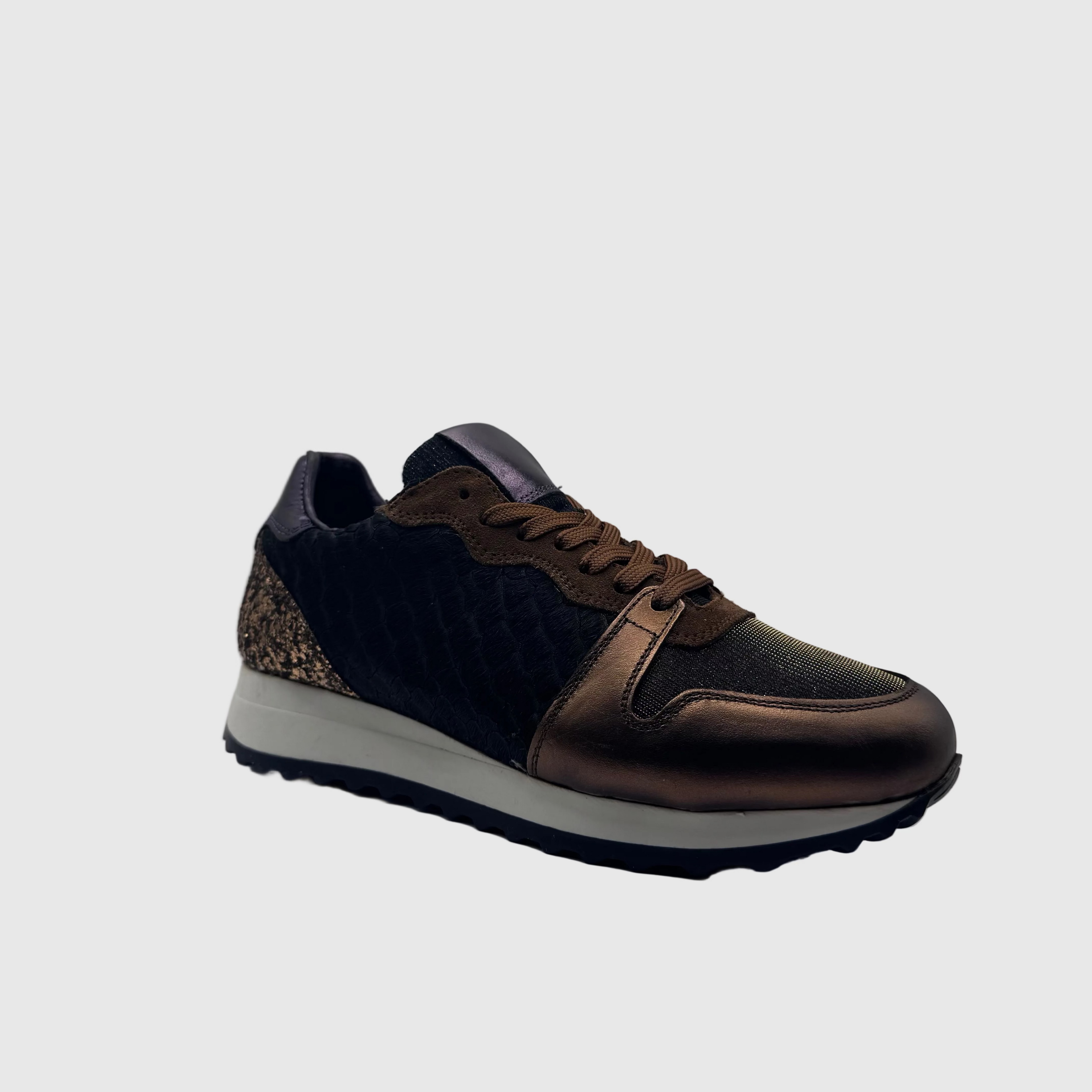 HIP Dames Sneaker Brons — Glitter-hiel | Leer