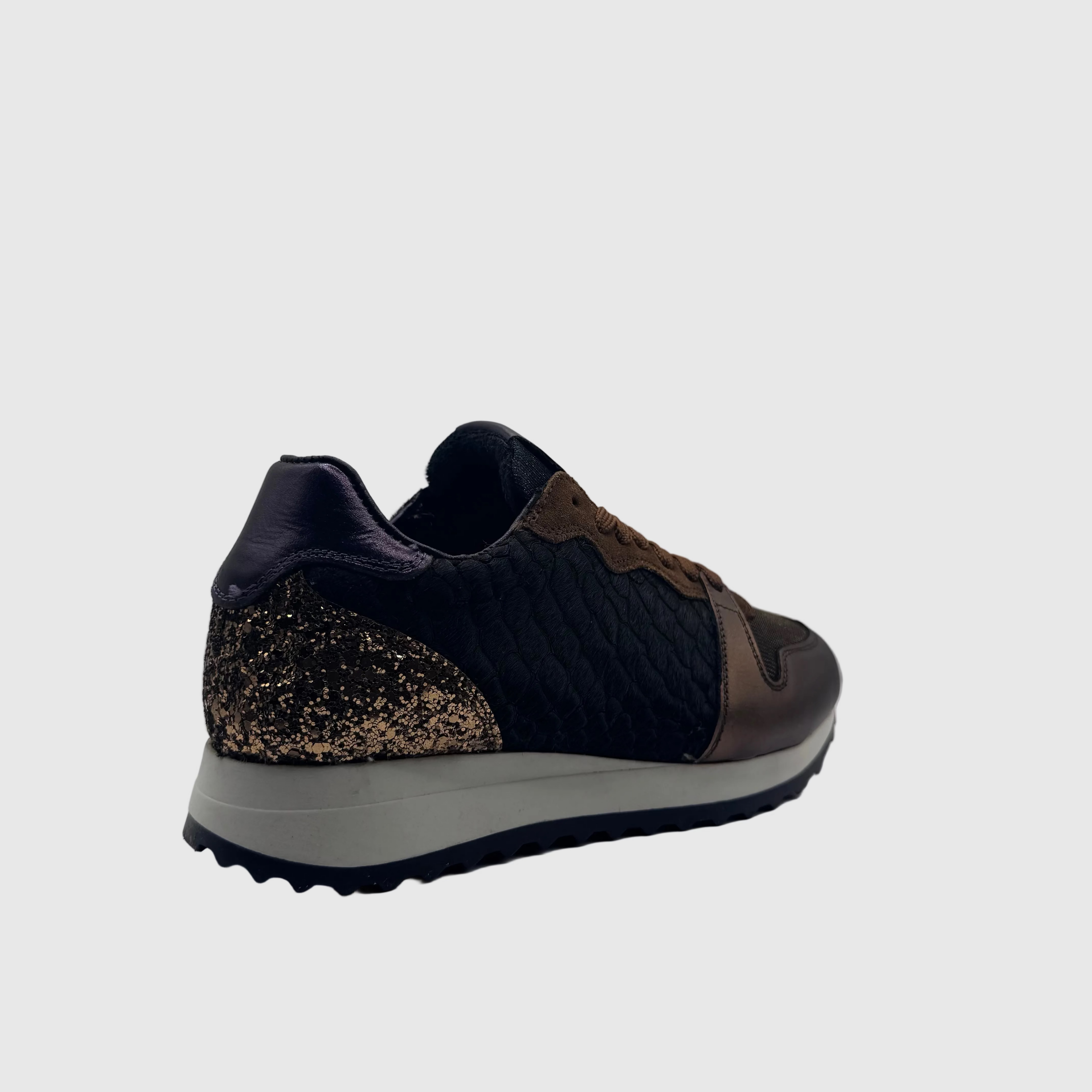 HIP Dames Sneaker Brons — Glitter-hiel | Leer