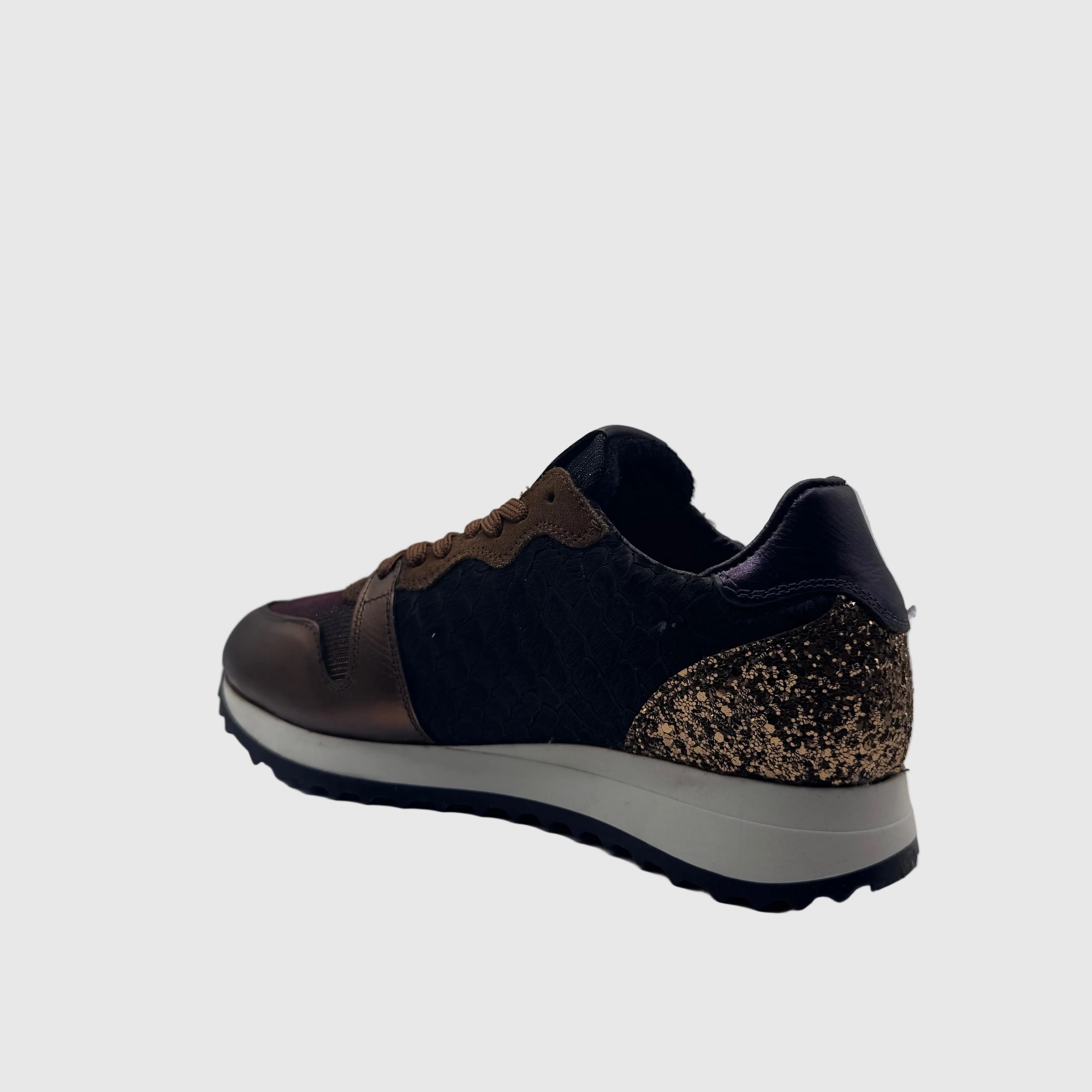 HIP Dames Sneaker Brons — Glitter-hiel | Leer