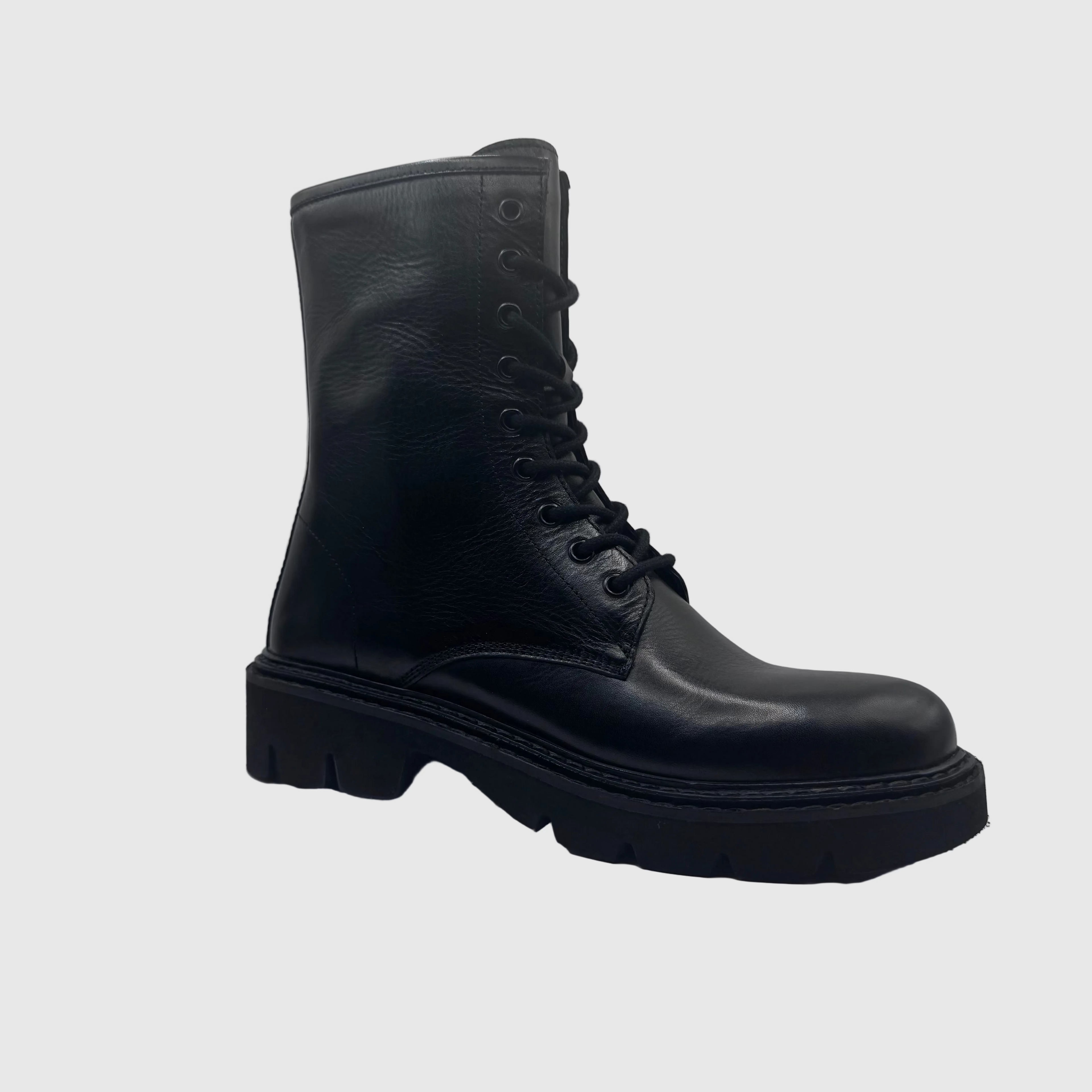 HIP Dames Veterboot Zwart — Chunky Zool | Leer