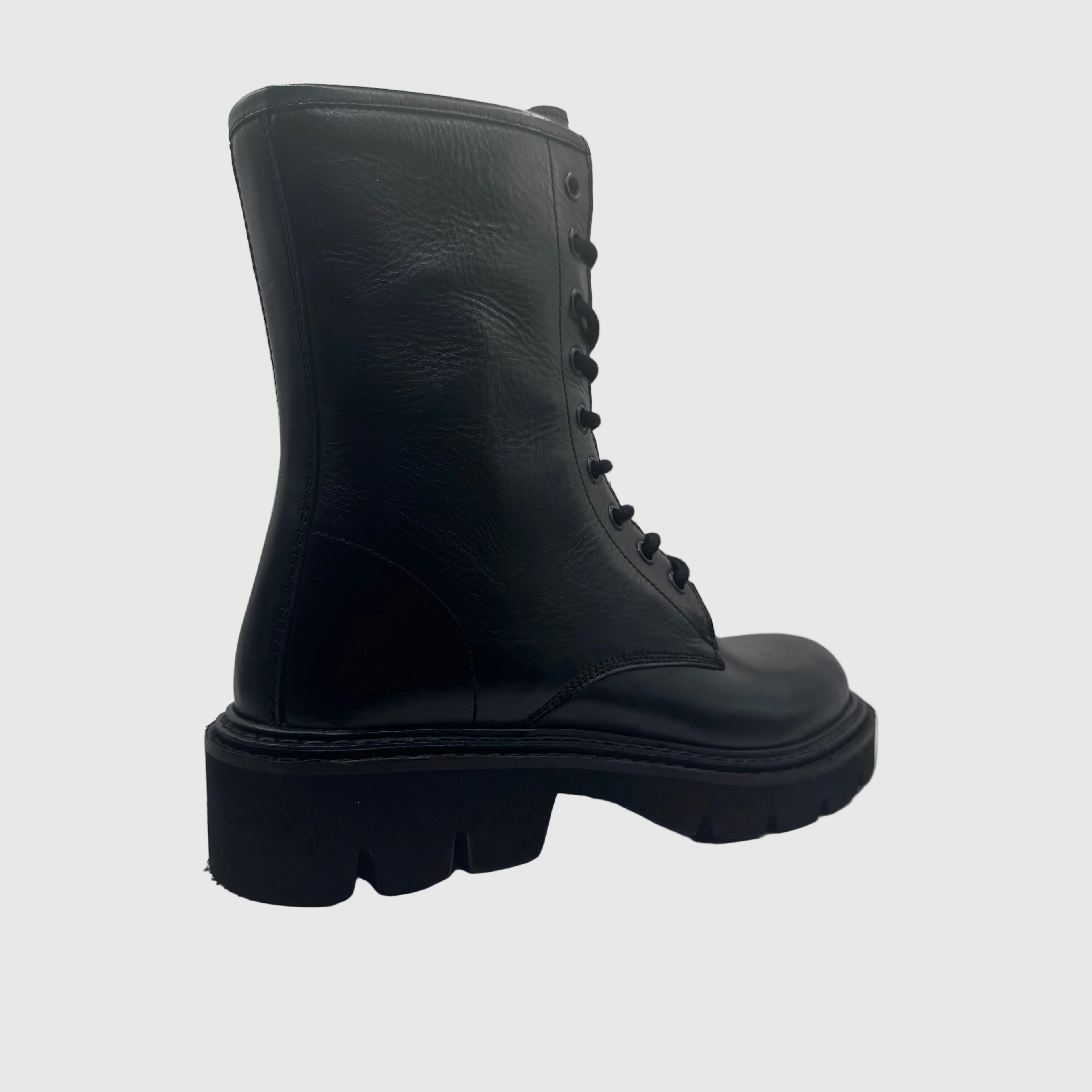 HIP Dames Veterboot Zwart — Chunky Zool | Leer