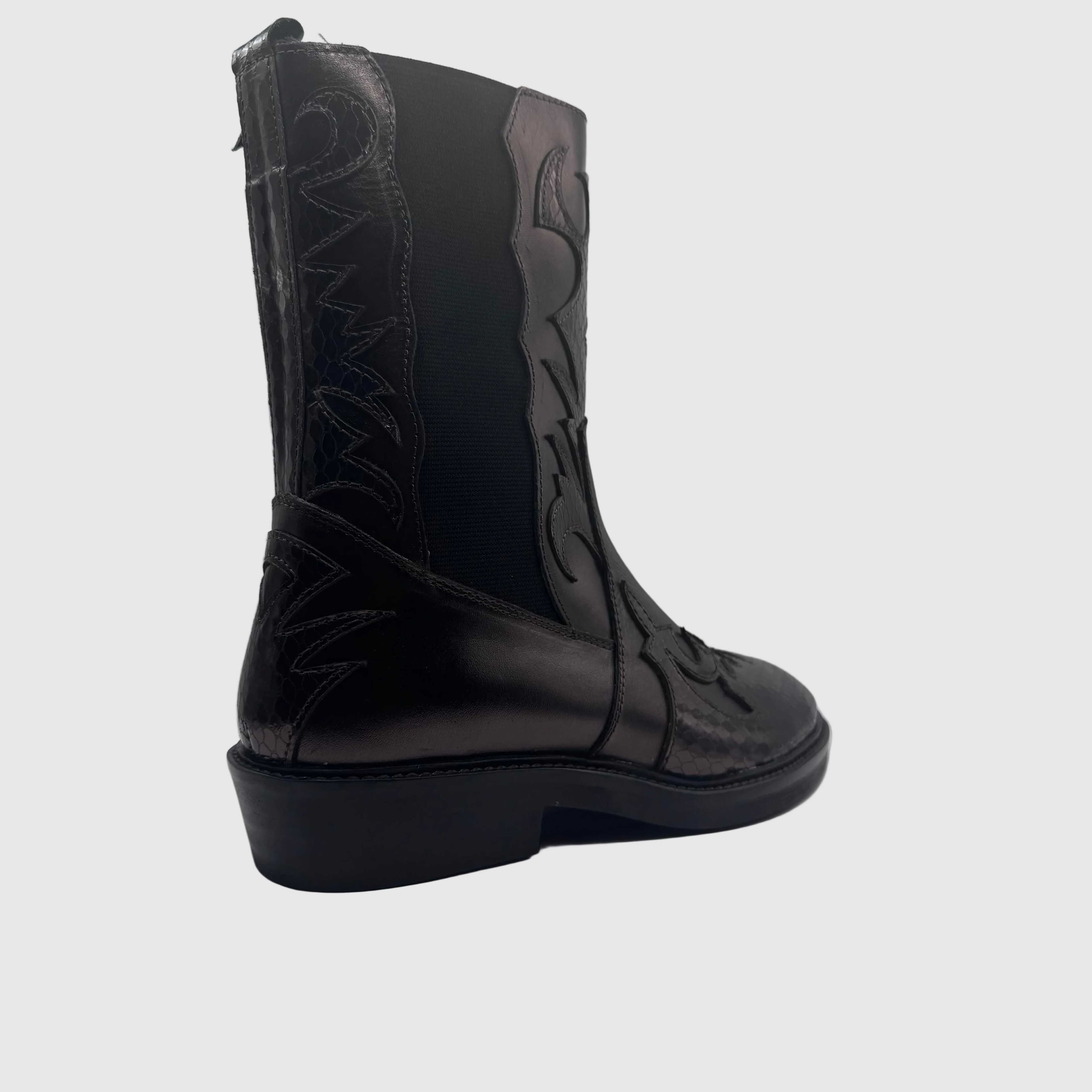 HIP Dames Western Boot Zwart — Vlammenmotief | Leer
