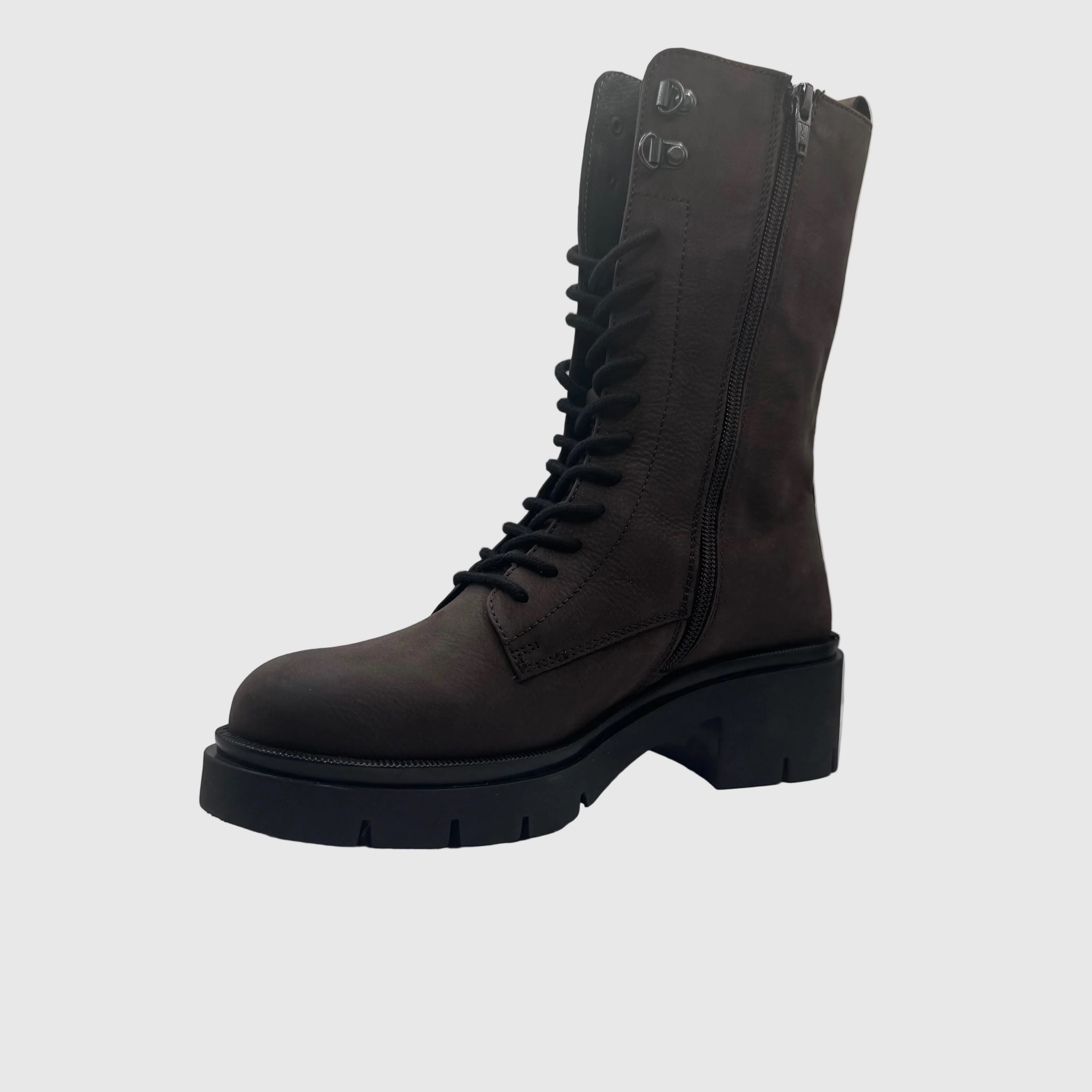 HIP Dames Veterboot Taupe — Chunky Zool | Nubuckleer