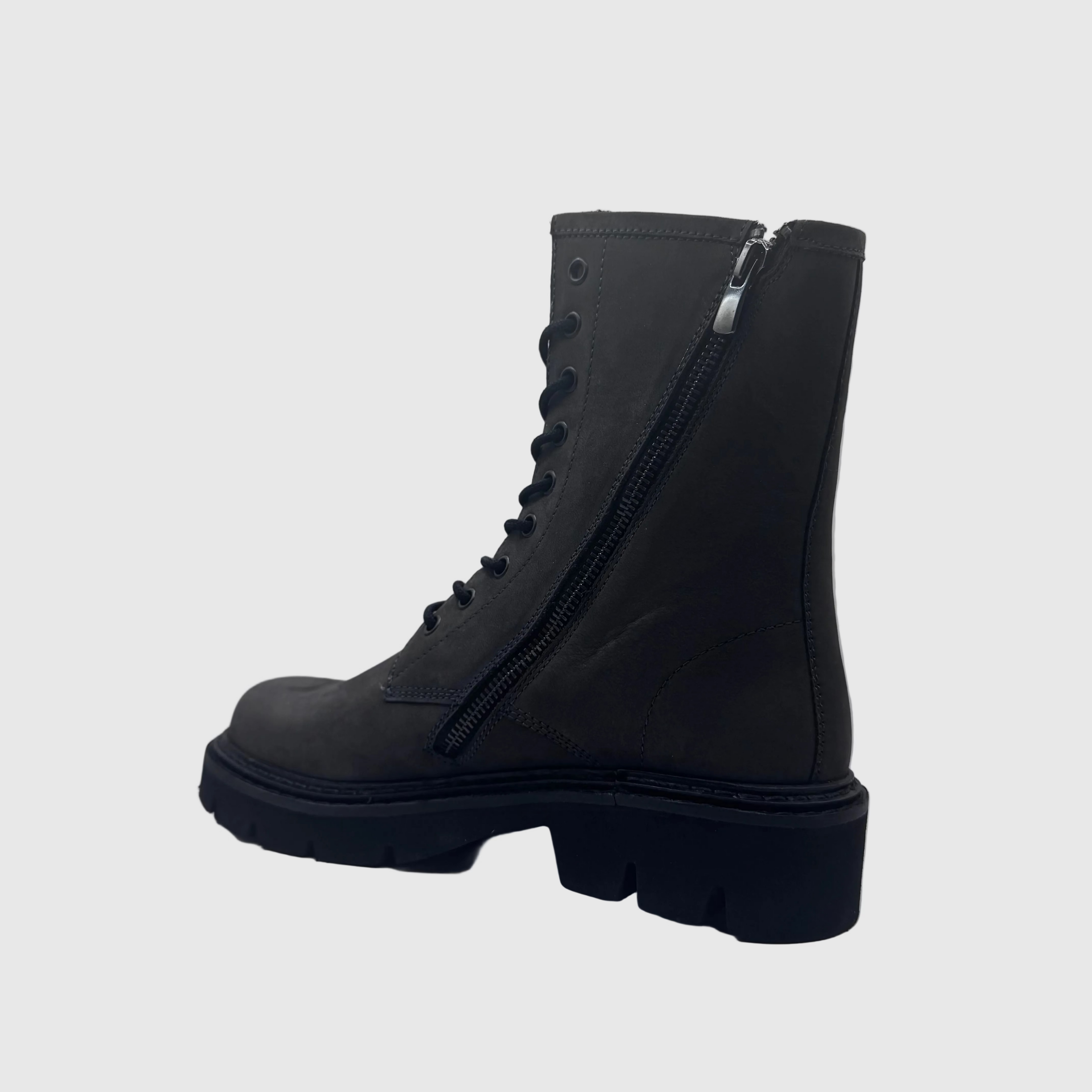 HIP Dames Veterboot Zwart — Zijrits | Nubuckleer