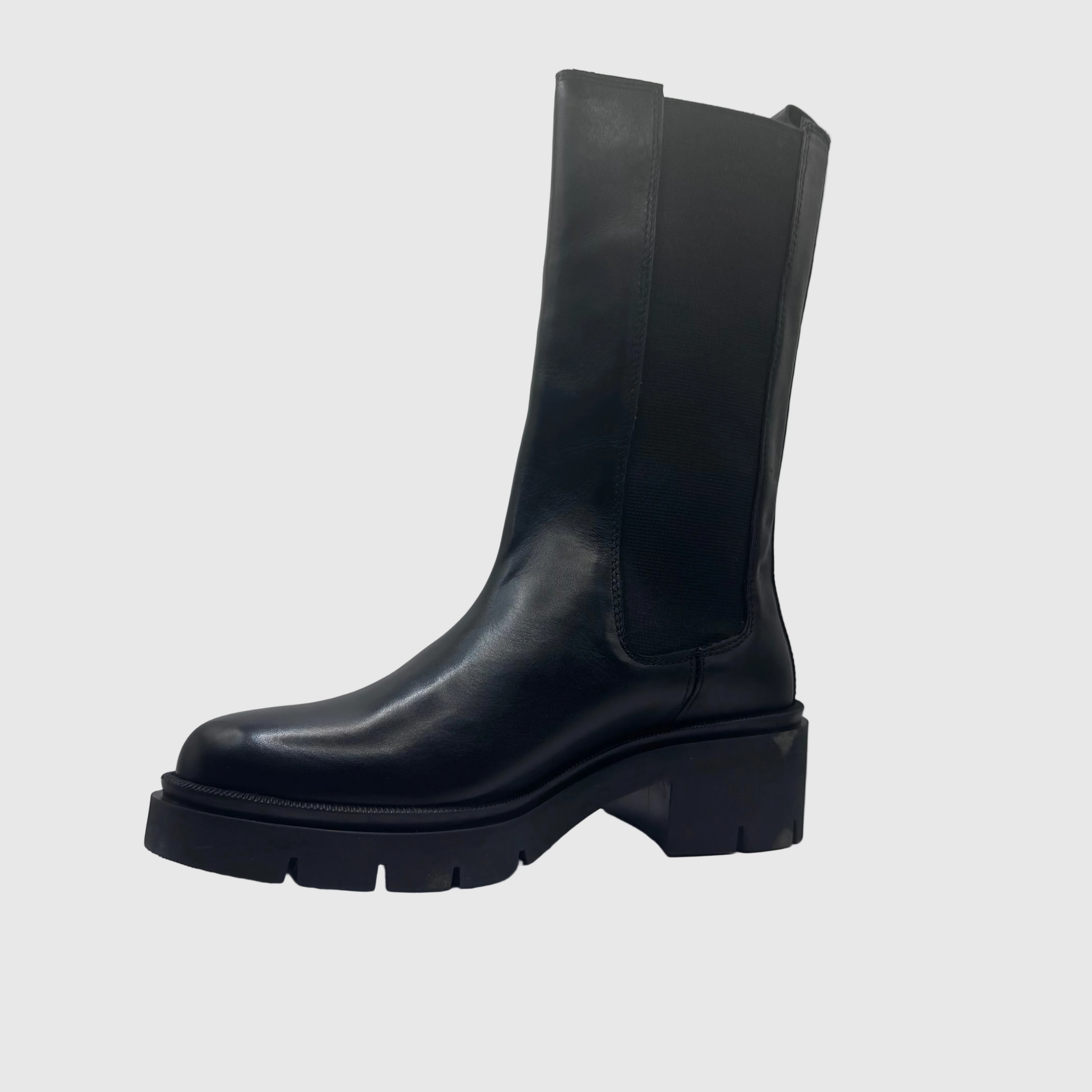 HIP Dames Chelseaboot Zwart — Chunky Zool | Leer