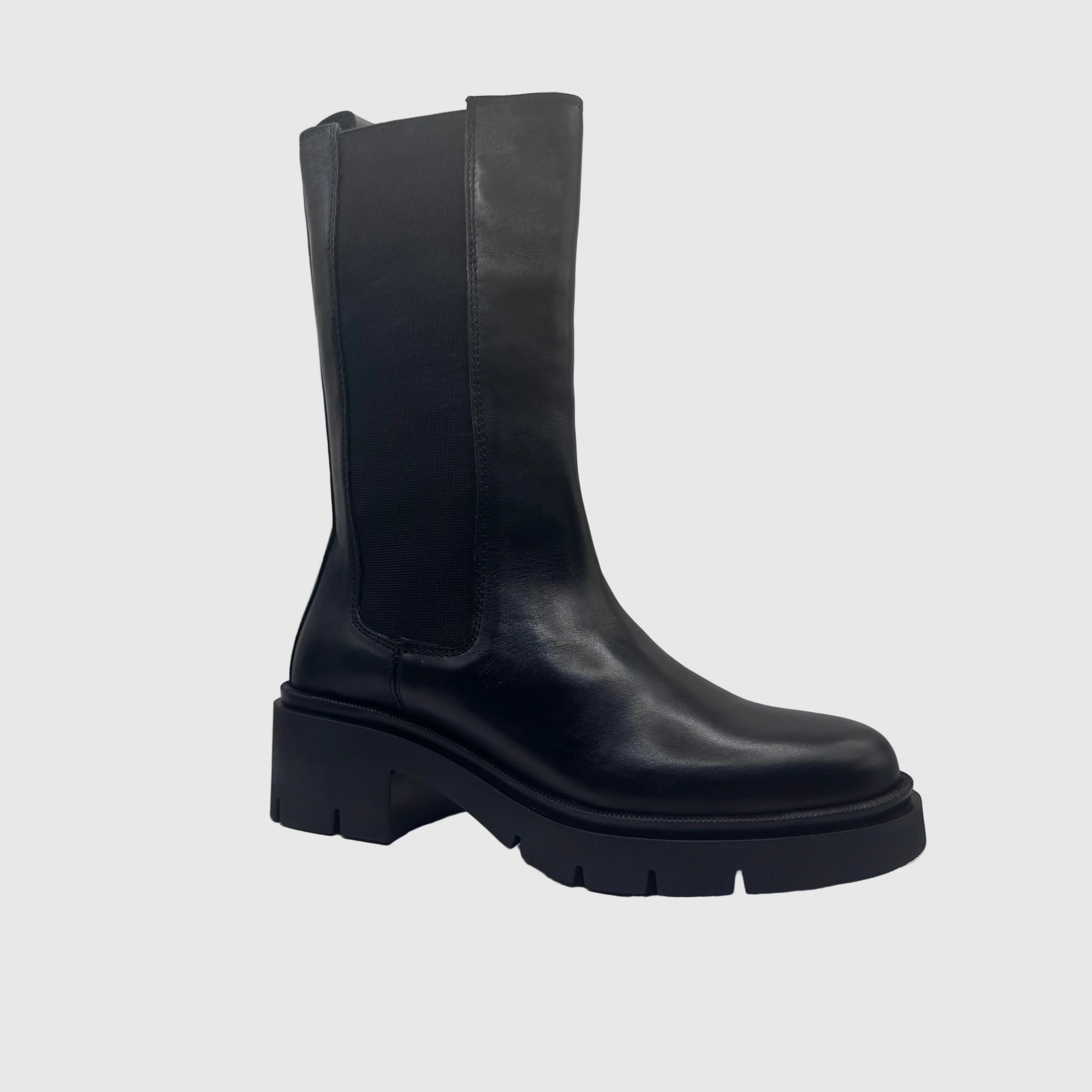 HIP Dames Chelseaboot Zwart — Chunky Zool | Leer