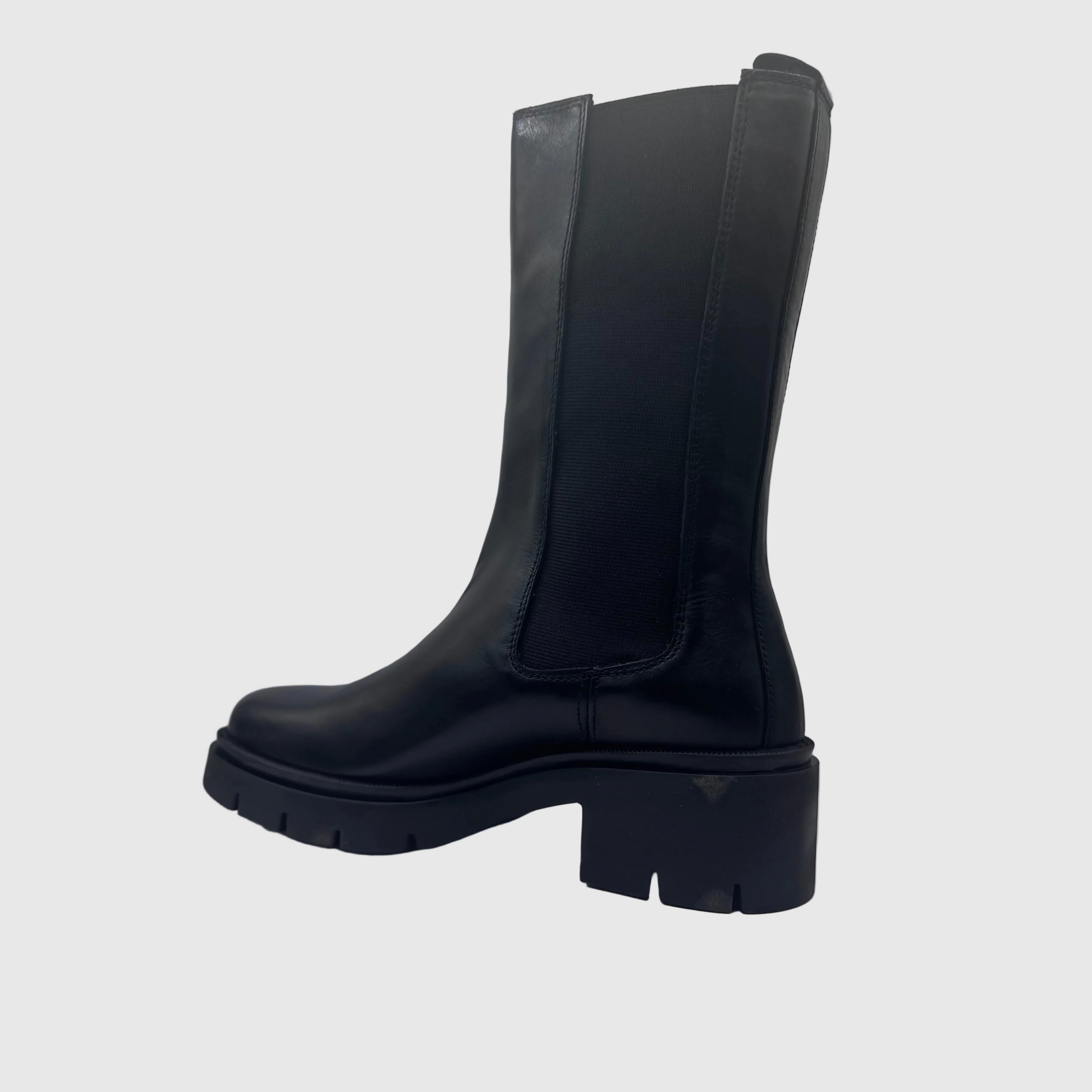 HIP Dames Chelseaboot Zwart — Chunky Zool | Leer