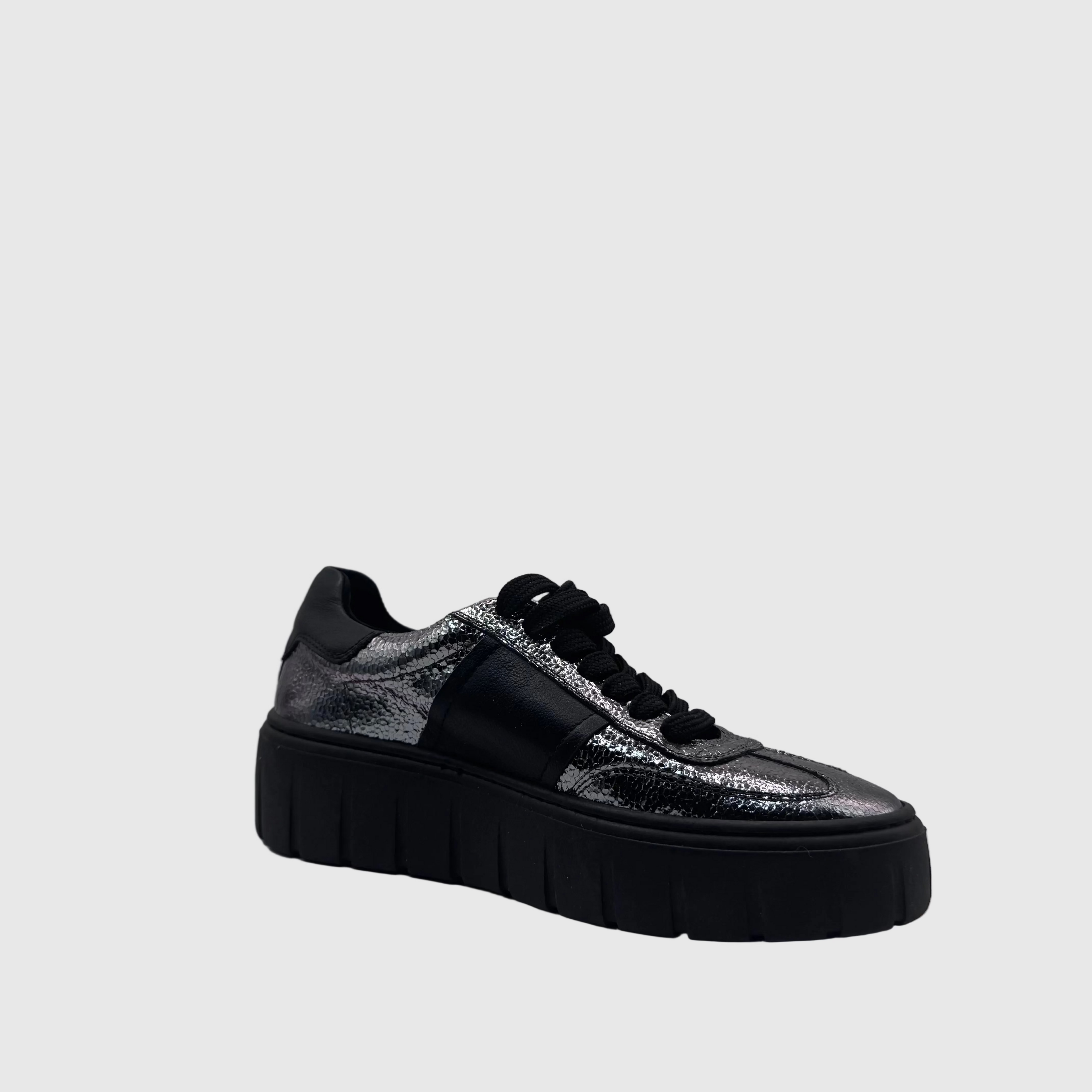 HIP Dames Sneaker Zilver — Crackle-leer | Chunky Zool