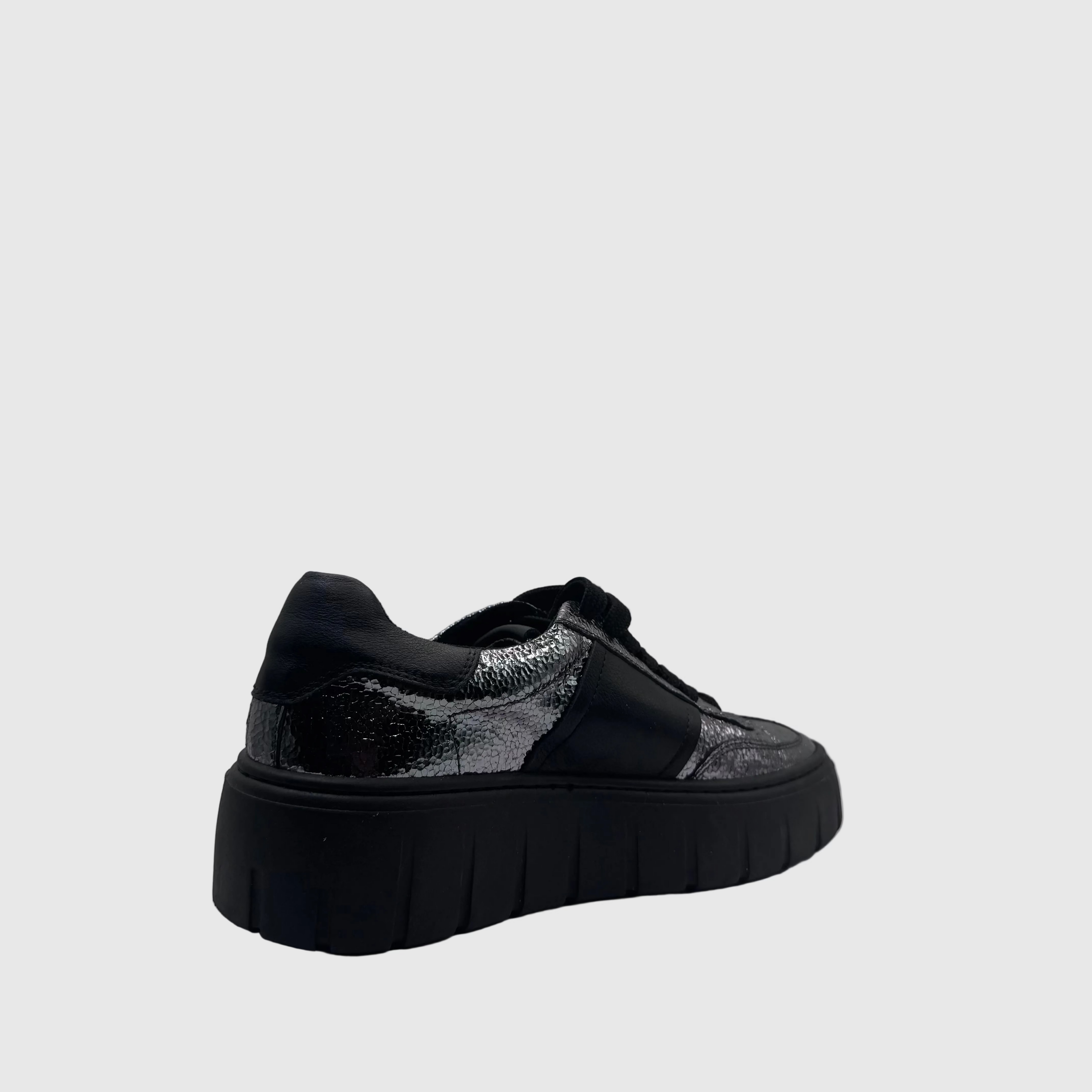 HIP Dames Sneaker Zilver — Crackle-leer | Chunky Zool
