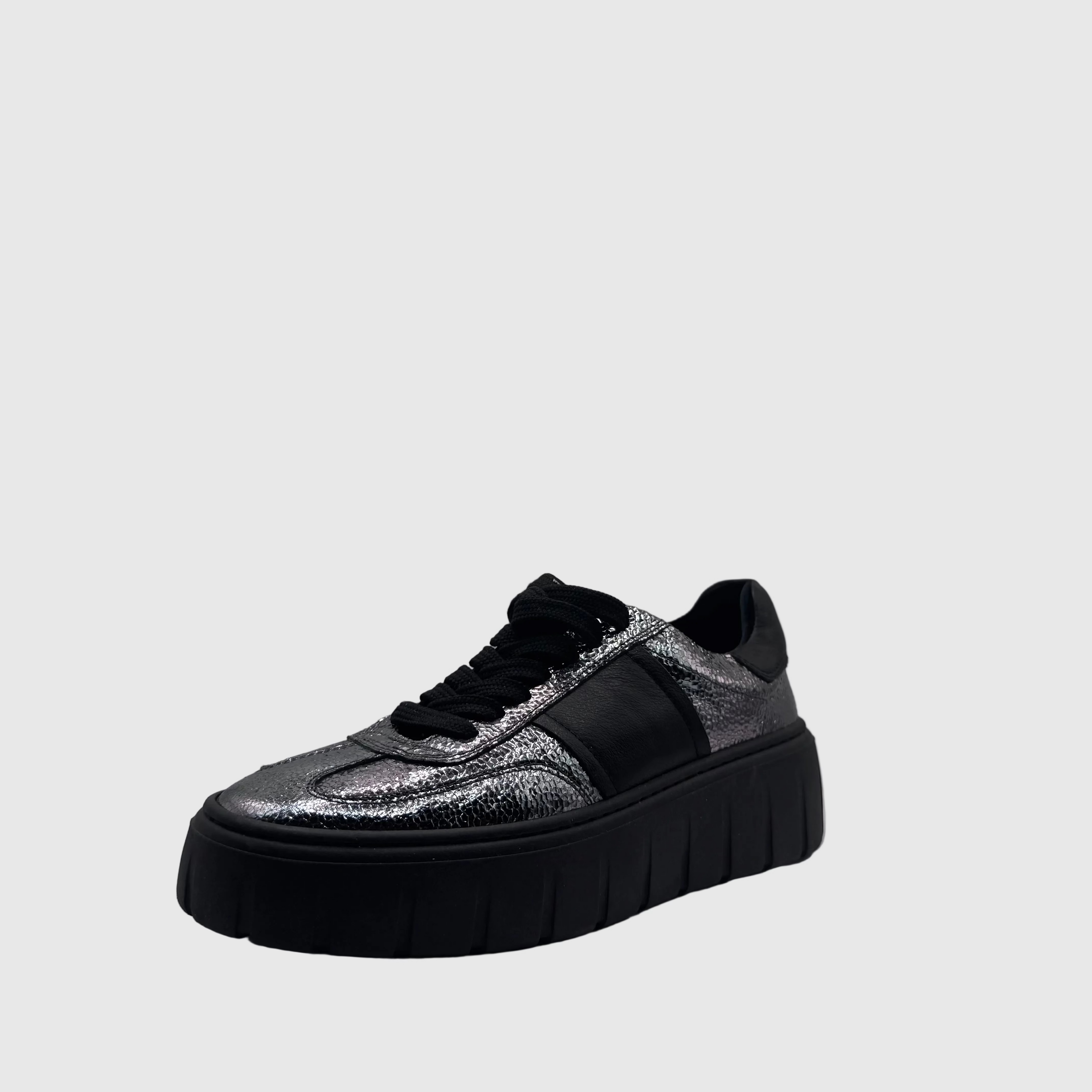 HIP Dames Sneaker Zilver — Crackle-leer | Chunky Zool