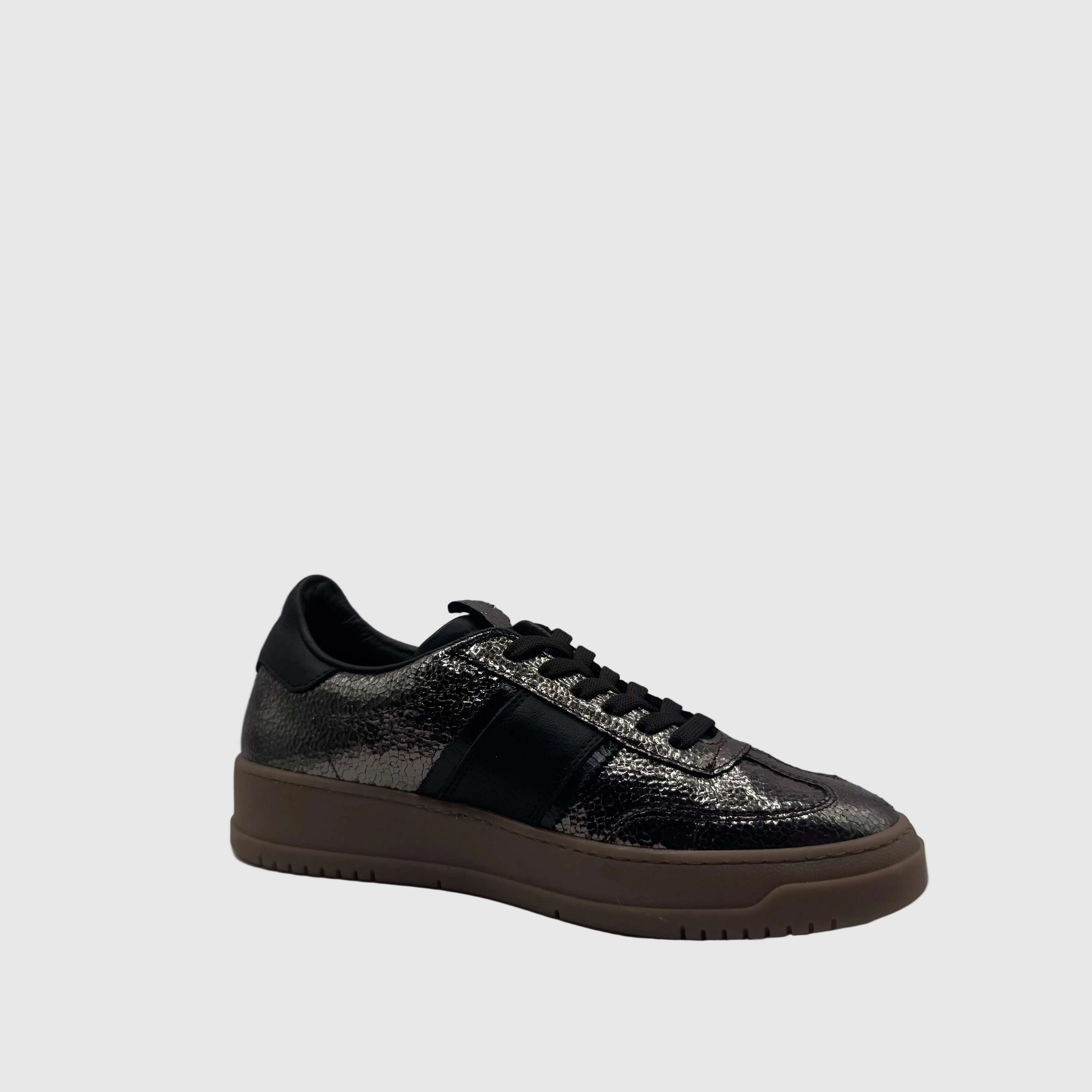 HIP Dames Sneaker Gunmetal — Gum-zool | Crackle-leer