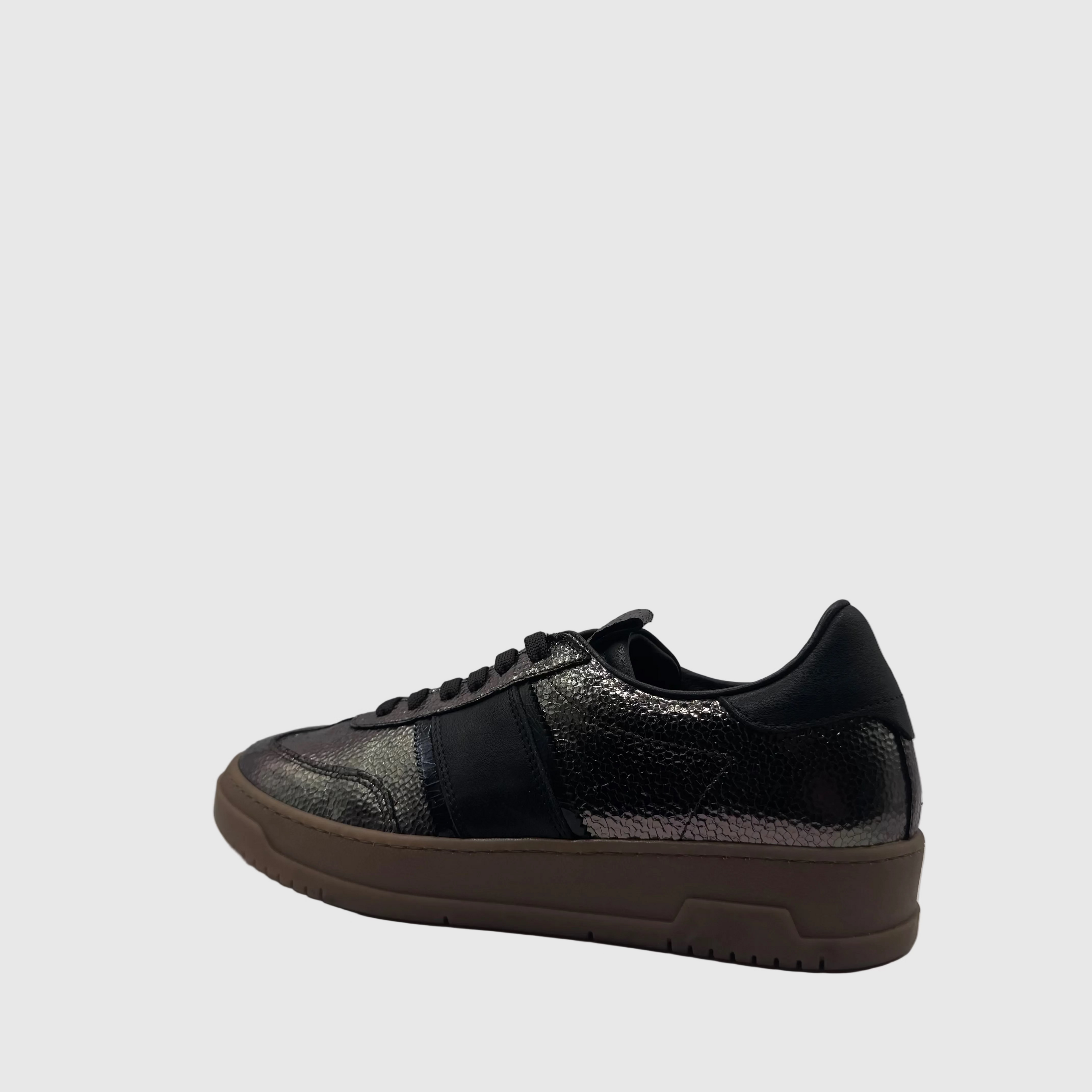 HIP Dames Sneaker Gunmetal — Gum-zool | Crackle-leer